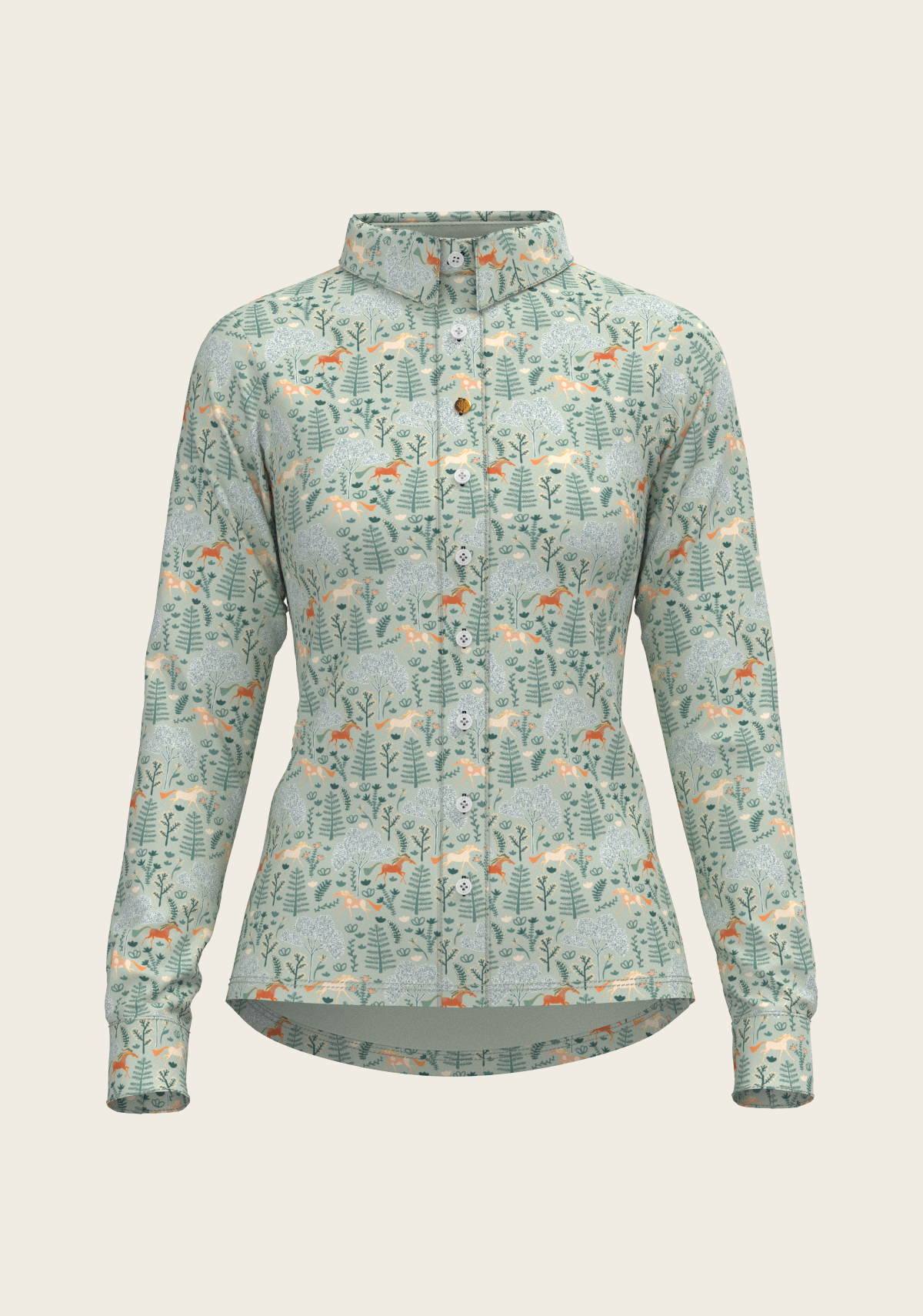 Forest on Lime Ladies Button Shirt