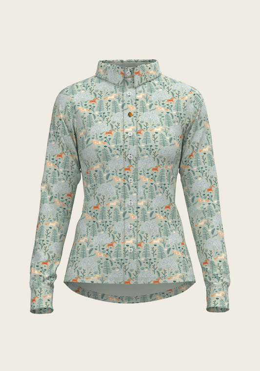 Forest on Lime Ladies Button Shirt