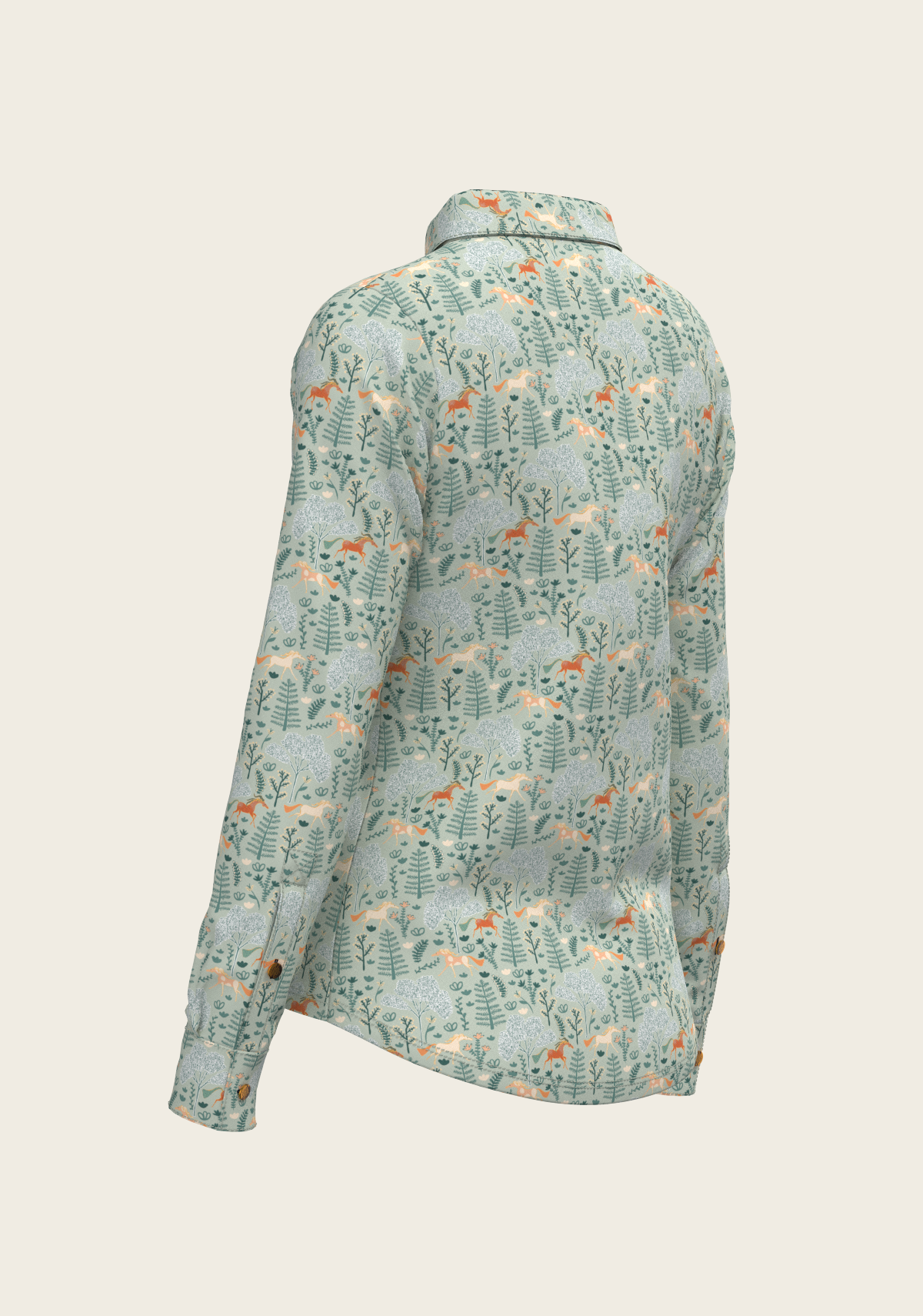 Forest on Lime Ladies Button Shirt