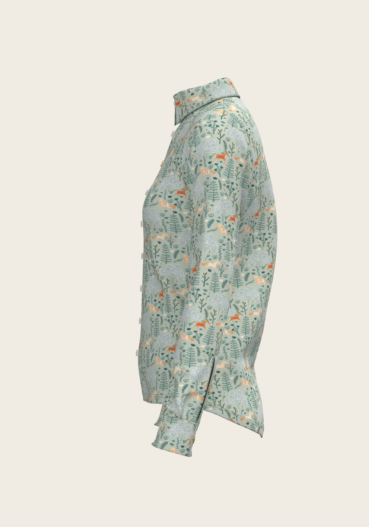Forest on Lime Ladies Button Shirt