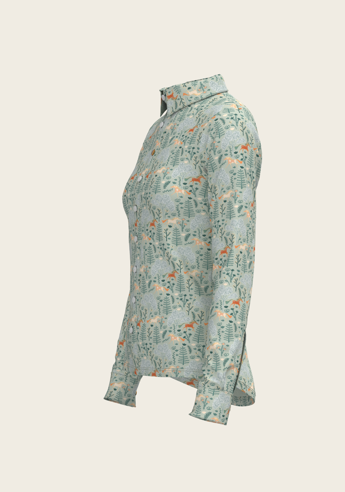 Forest on Lime Ladies Button Shirt