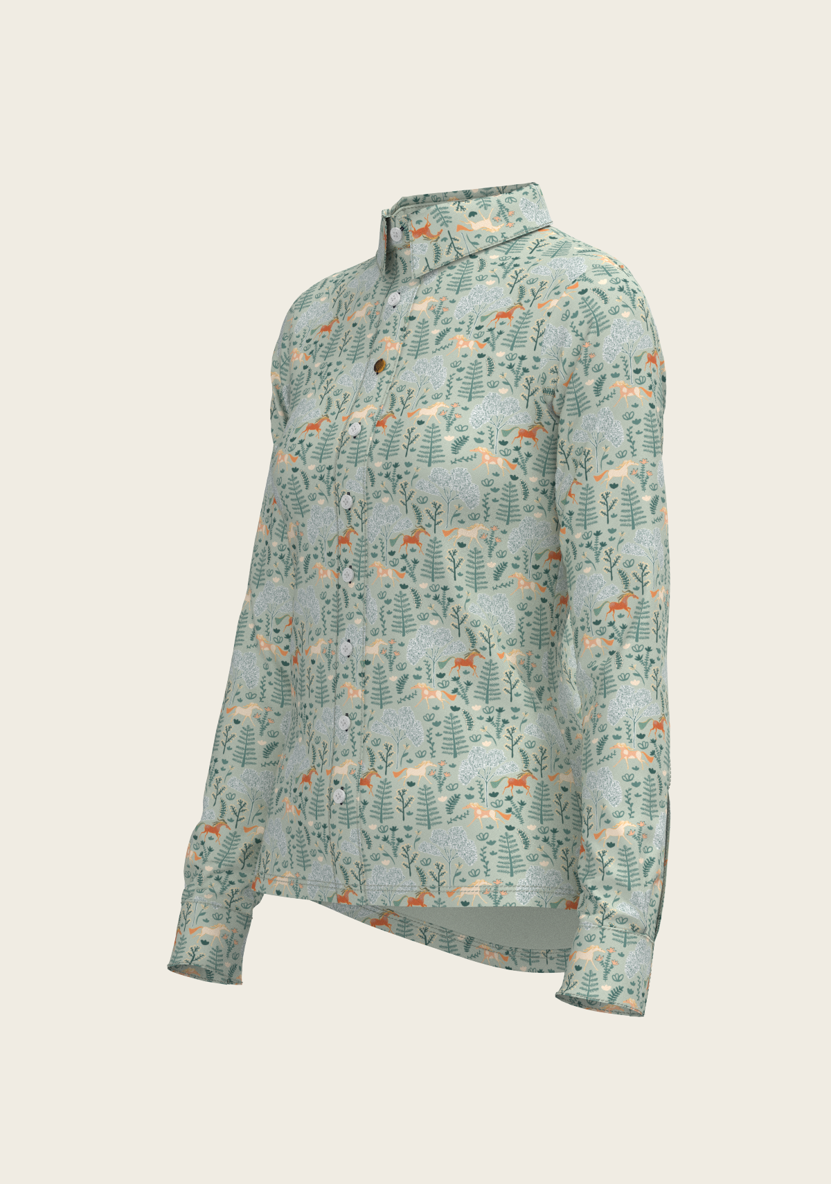 Forest on Lime Ladies Button Shirt