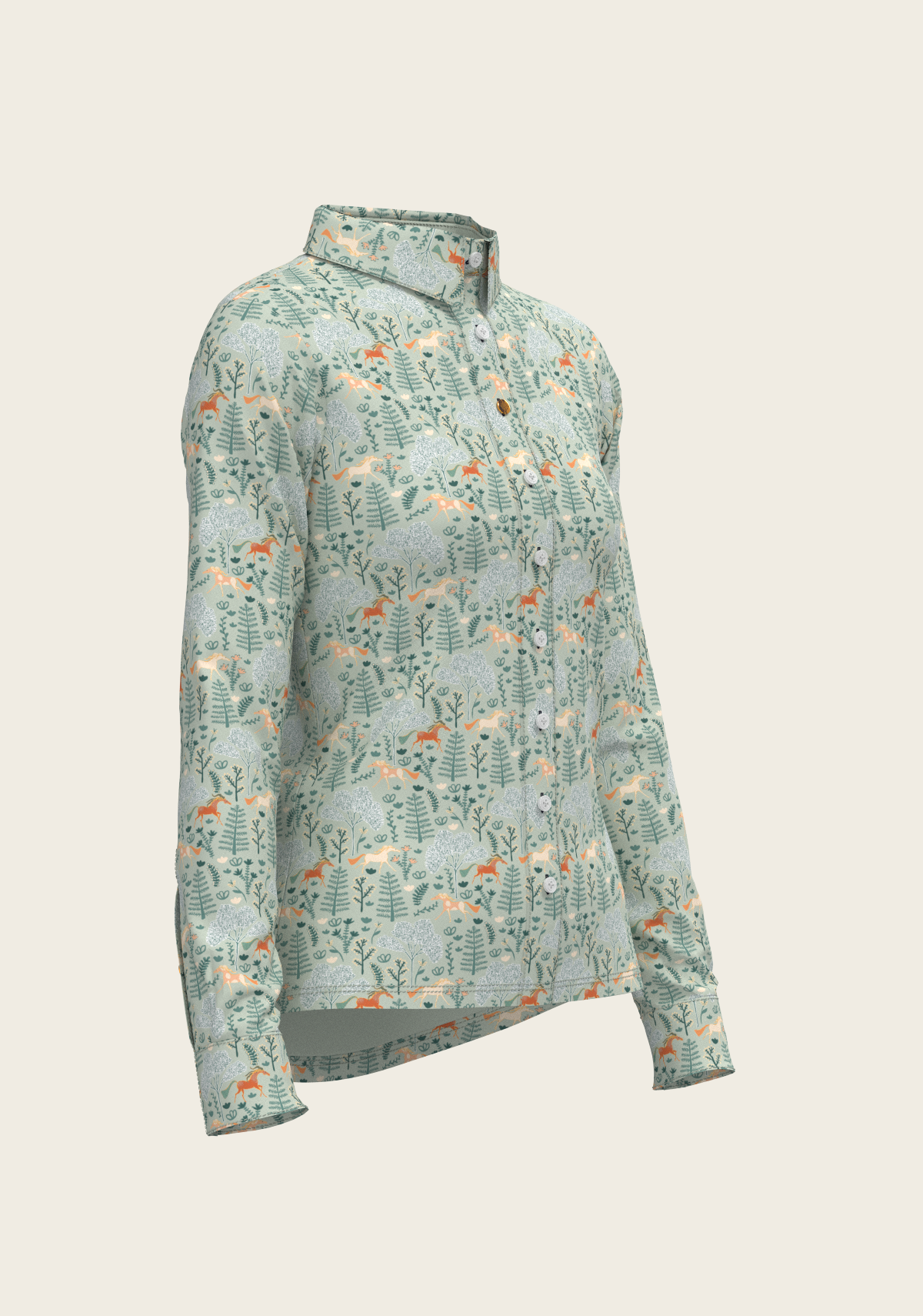 Forest on Lime Ladies Button Shirt