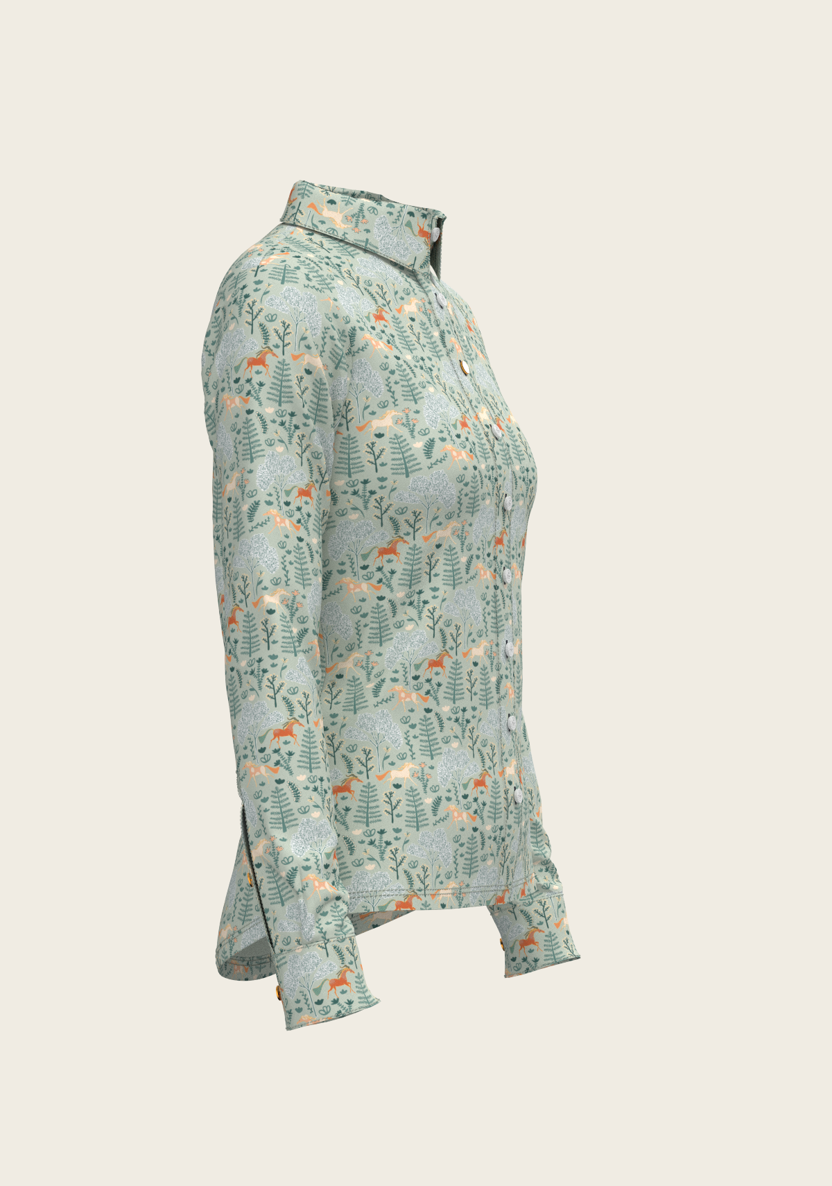 Forest on Lime Ladies Button Shirt
