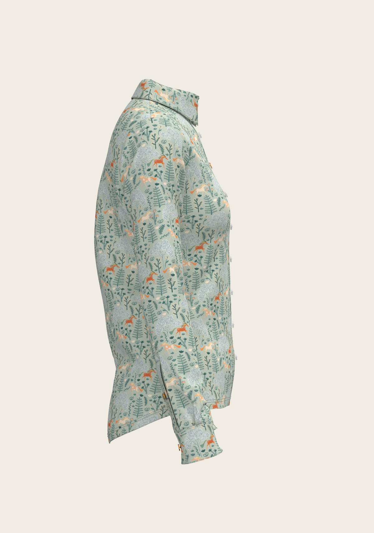 Forest on Lime Ladies Button Shirt