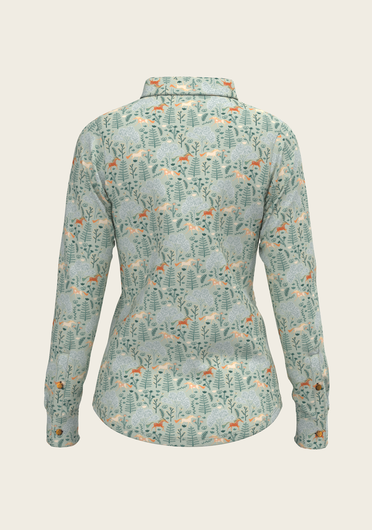 Forest on Lime Ladies Button Shirt