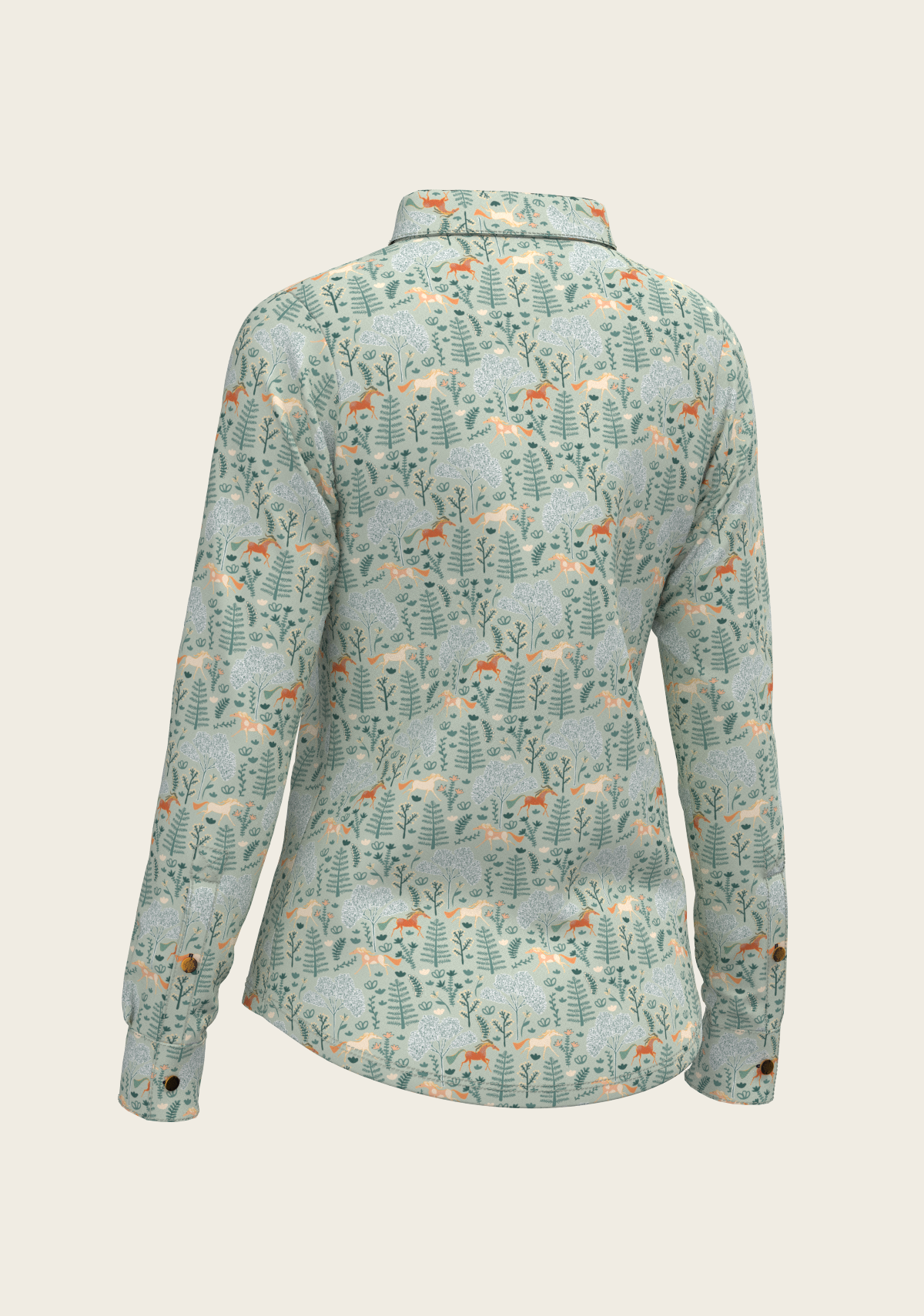 Forest on Lime Ladies Button Shirt