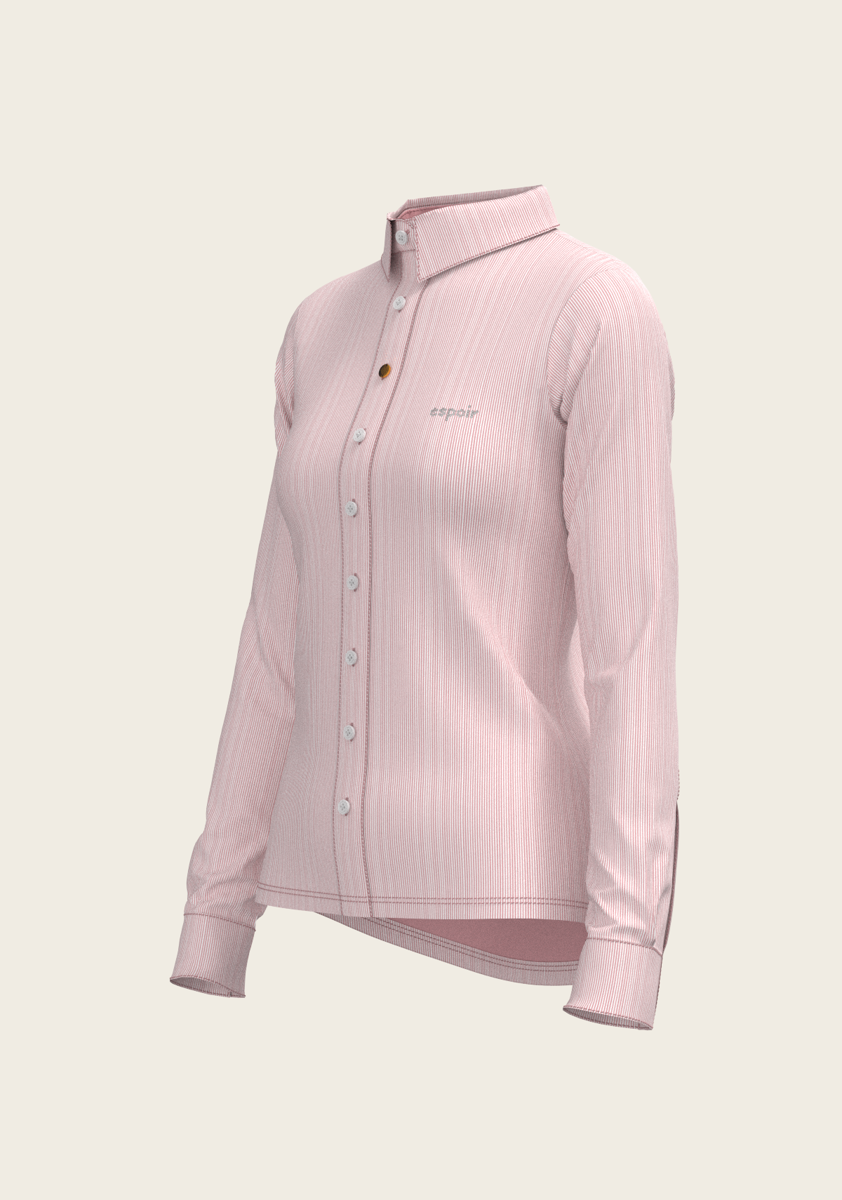 Stripes on Rose Ladies Button Shirt