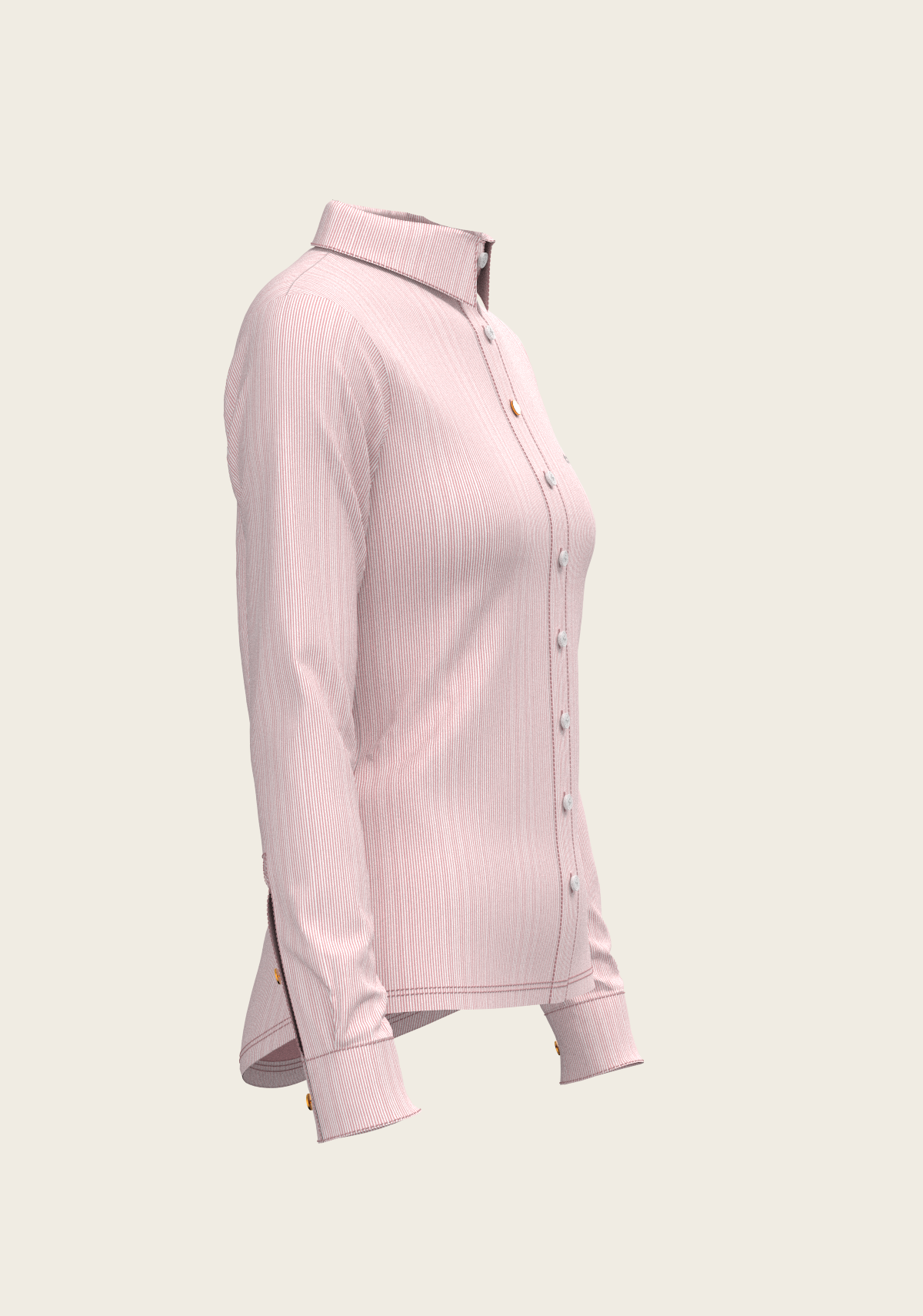 Stripes on Rose Ladies Button Shirt