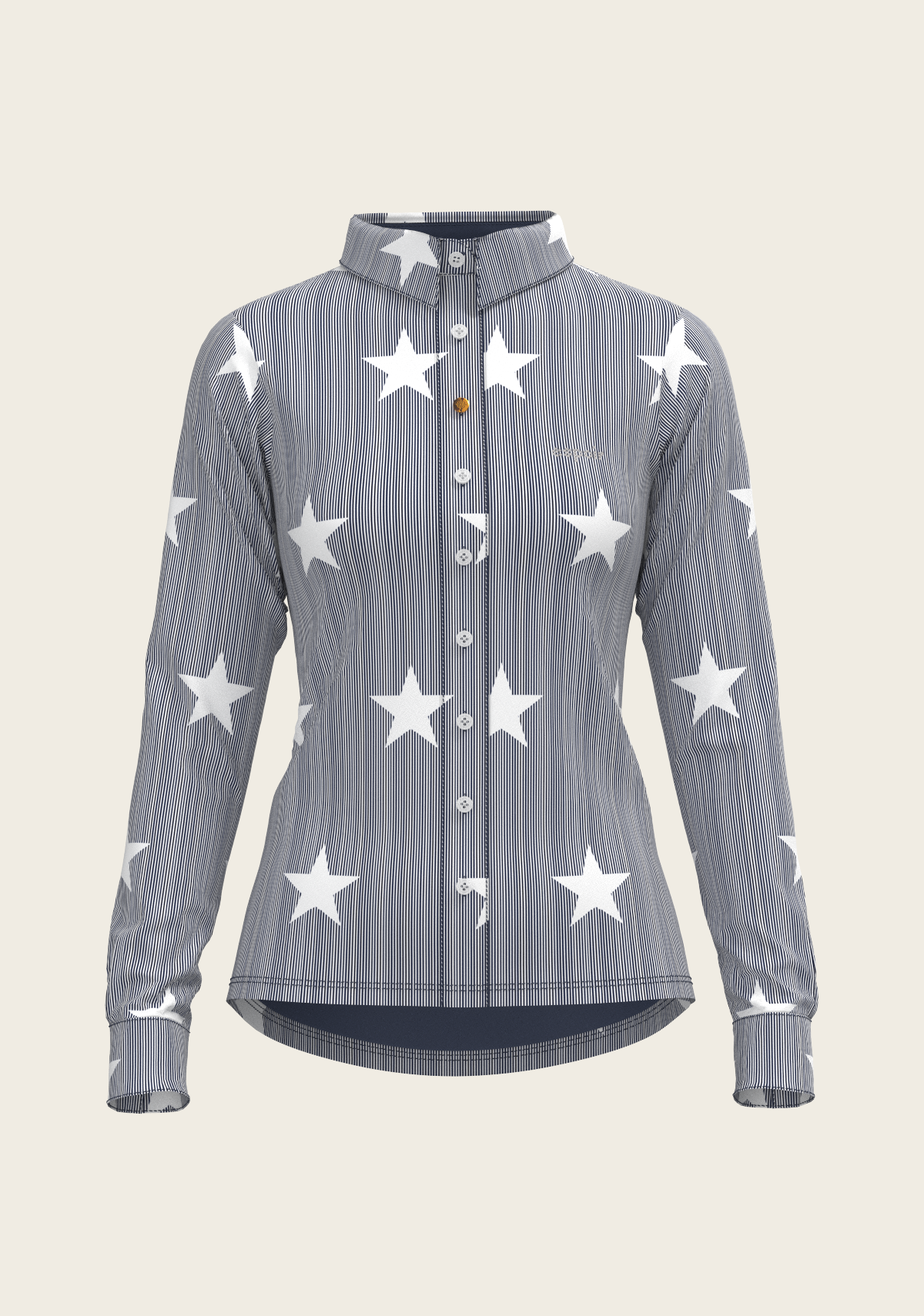 Stars on Blue Stripes Ladies Button Shirt