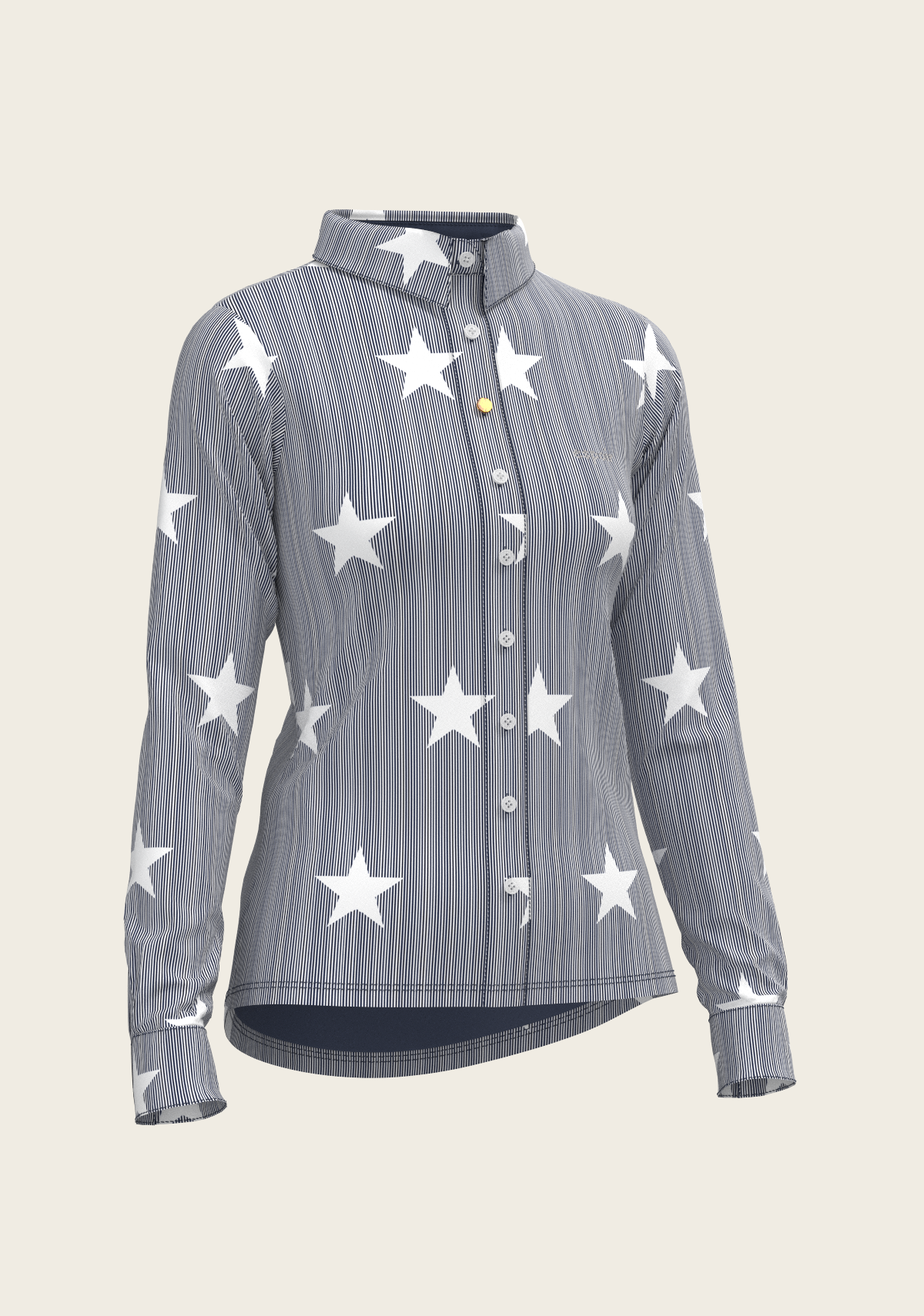 Stars on Blue Stripes Ladies Button Shirt