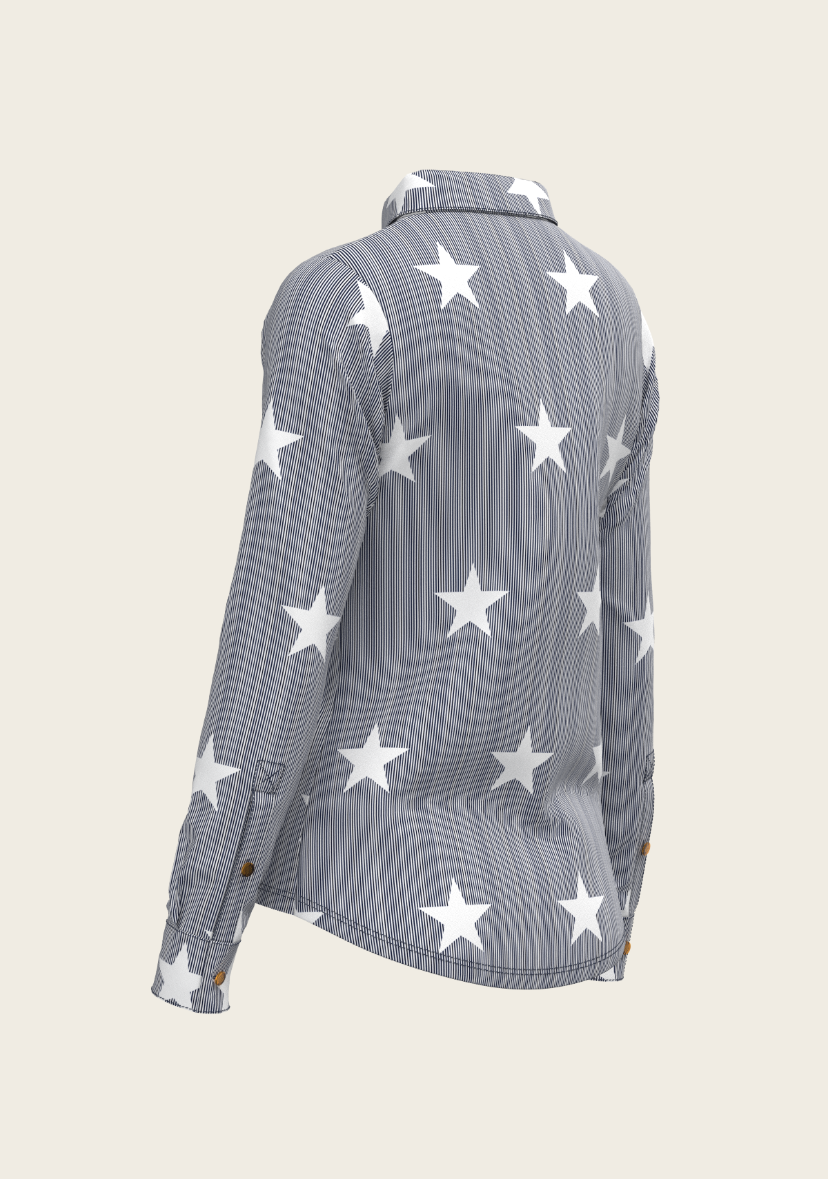 Stars on Blue Stripes Ladies Button Shirt