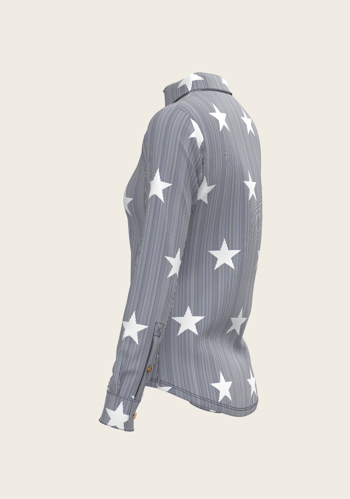 Stars on Blue Stripes Ladies Button Shirt
