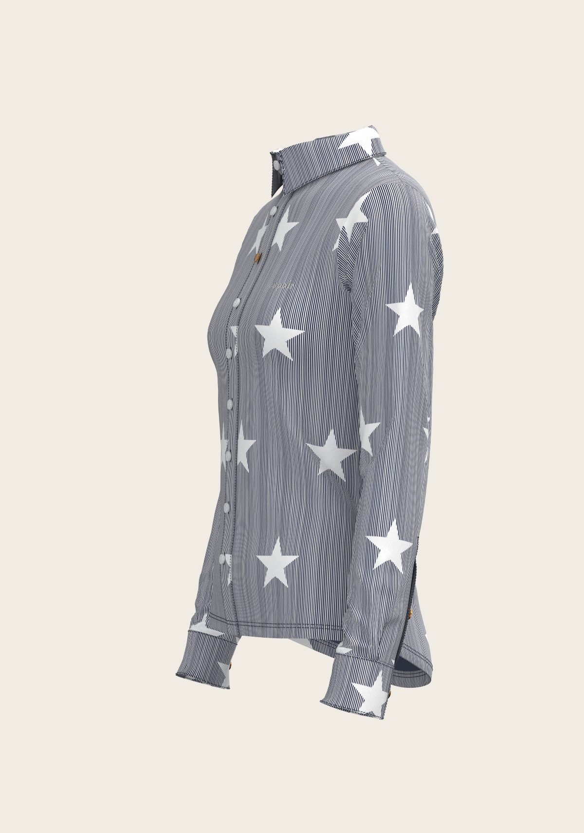 Stars on Blue Stripes Ladies Button Shirt