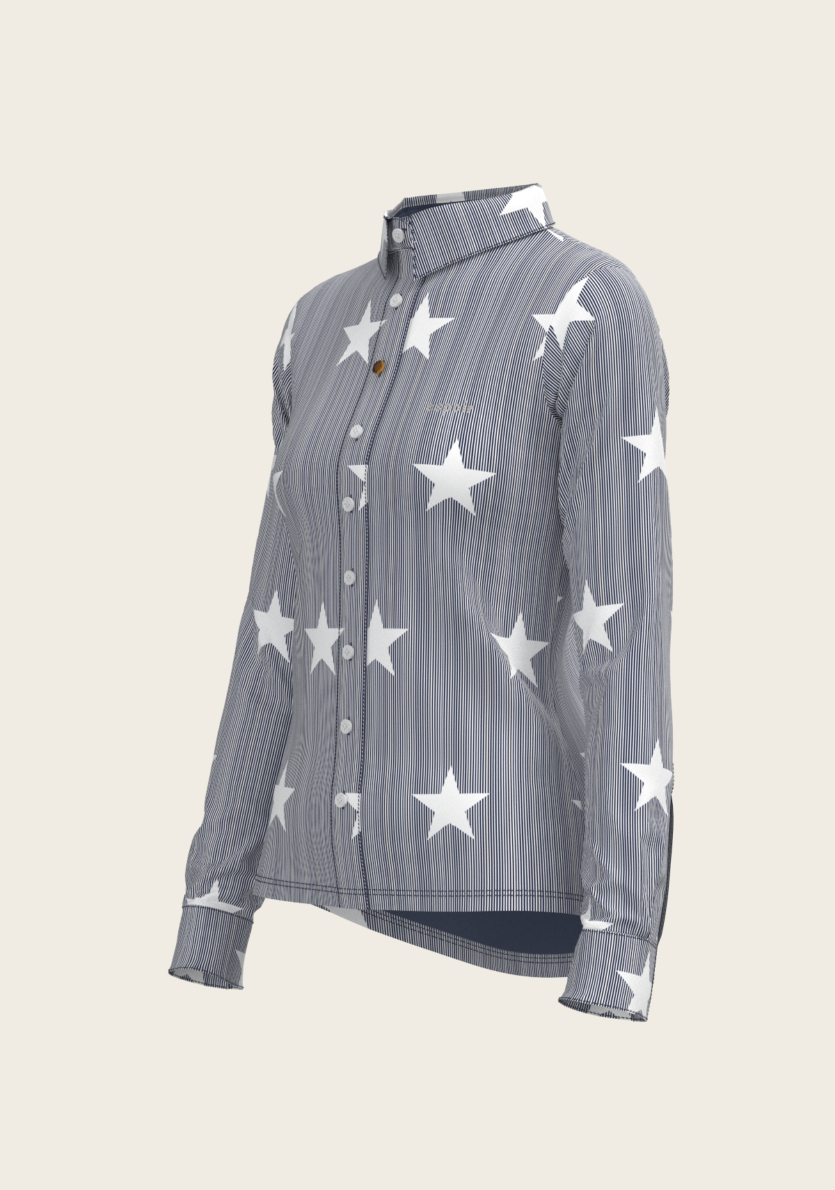 Stars on Blue Stripes Ladies Button Shirt