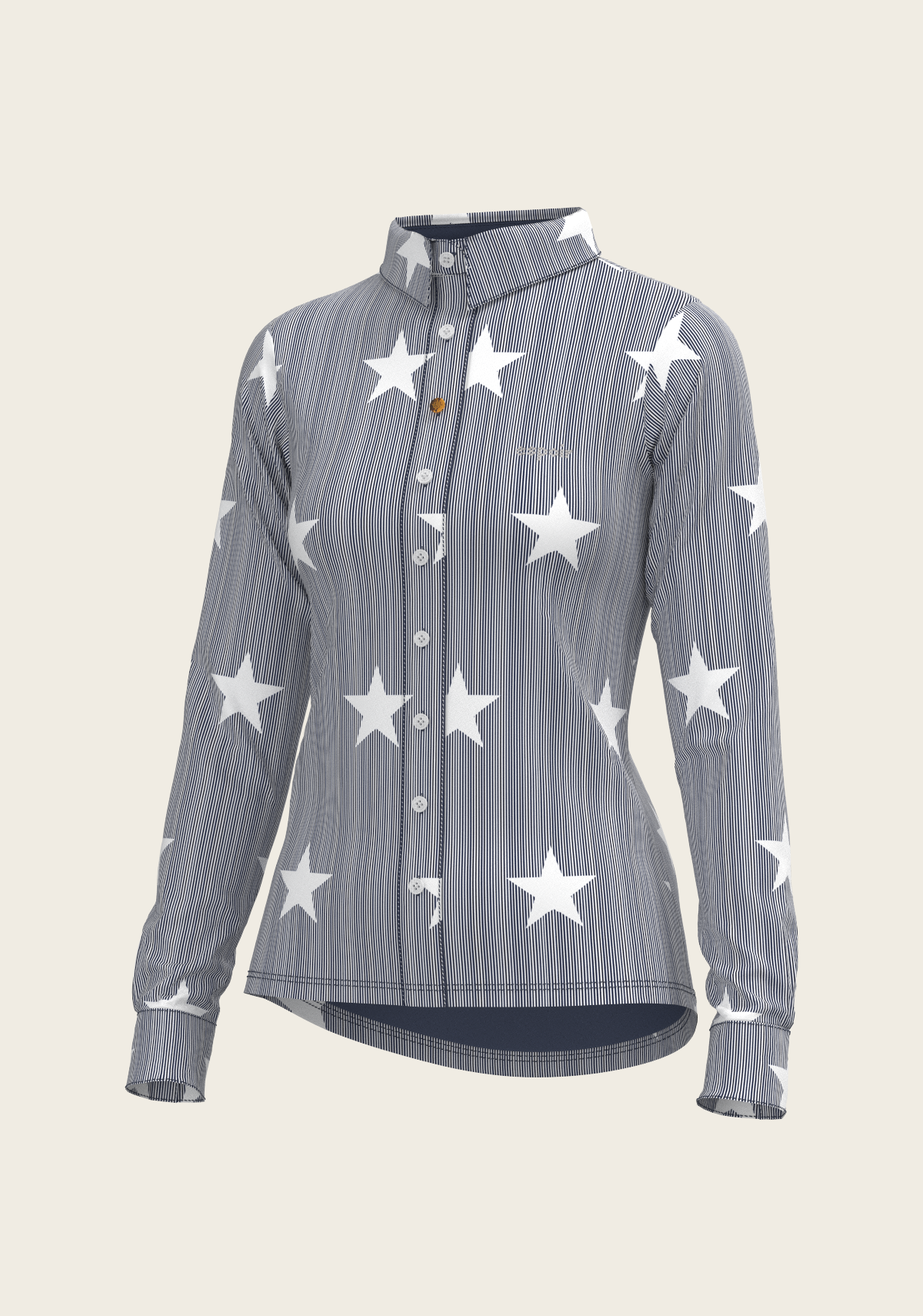 Stars on Blue Stripes Ladies Button Shirt