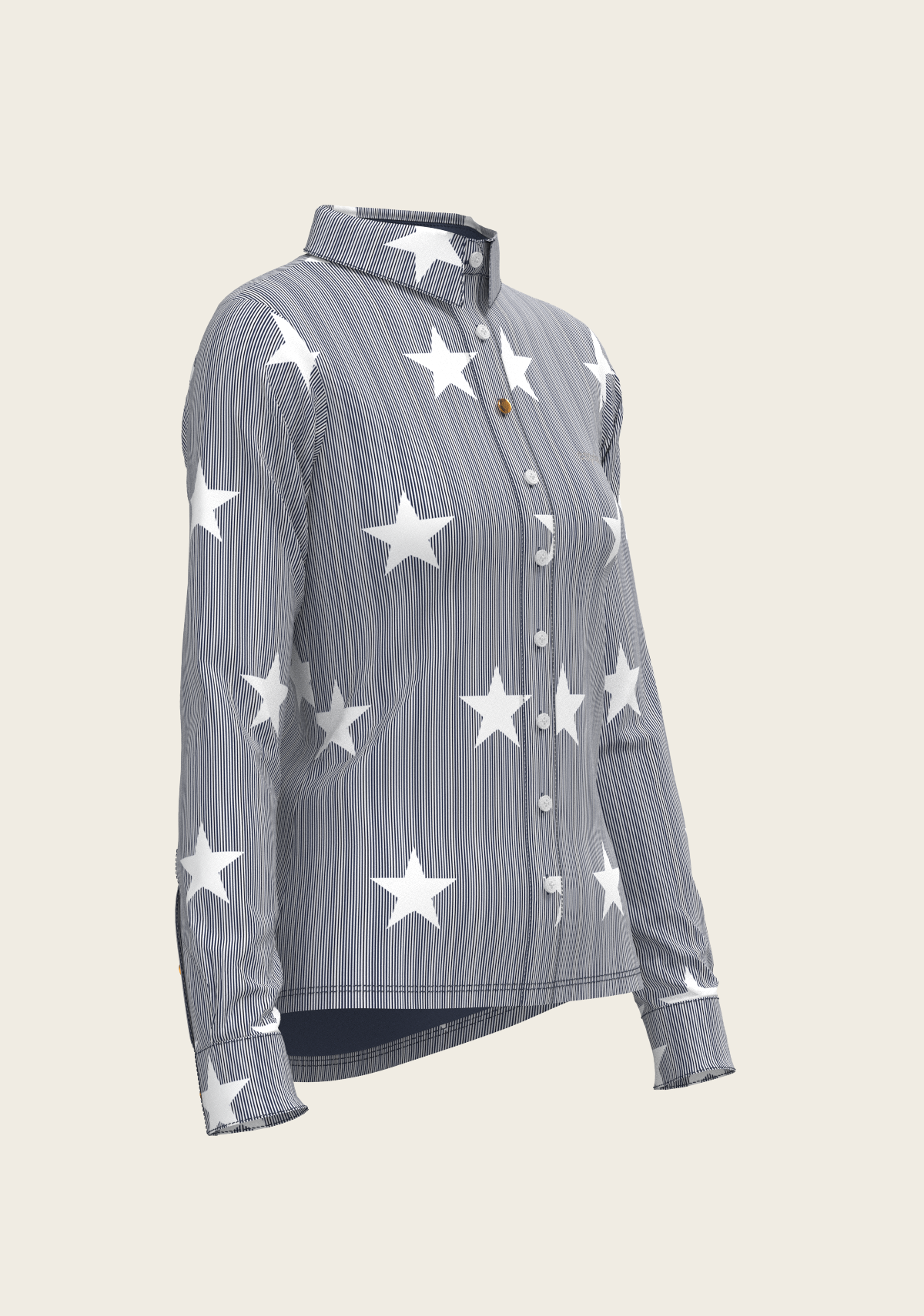 Stars on Blue Stripes Ladies Button Shirt