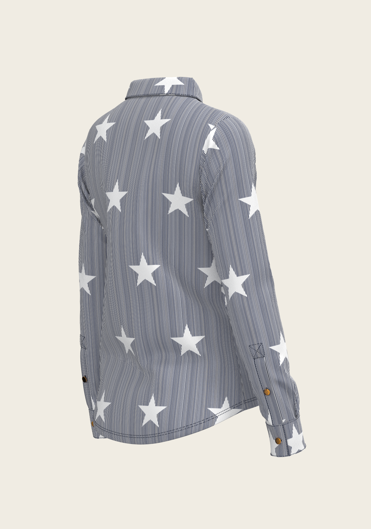 Stars on Blue Stripes Ladies Button Shirt