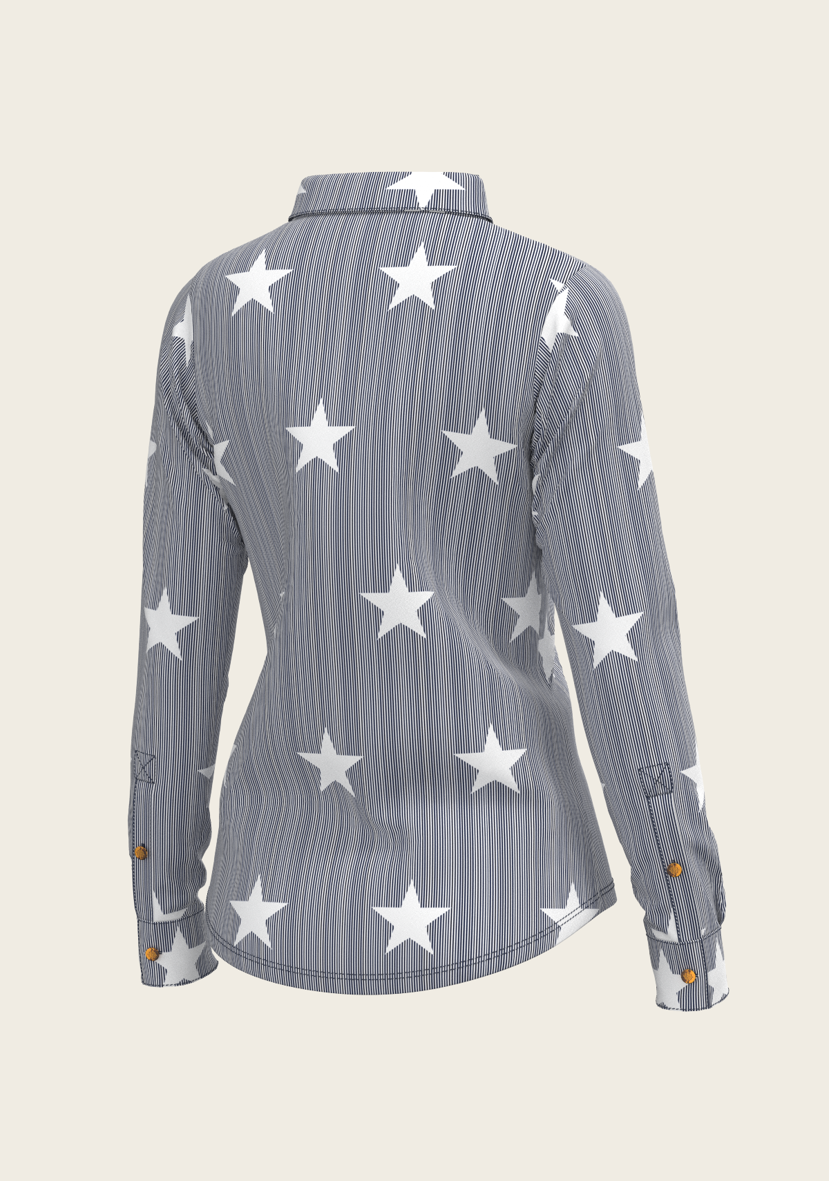 Stars on Blue Stripes Ladies Button Shirt