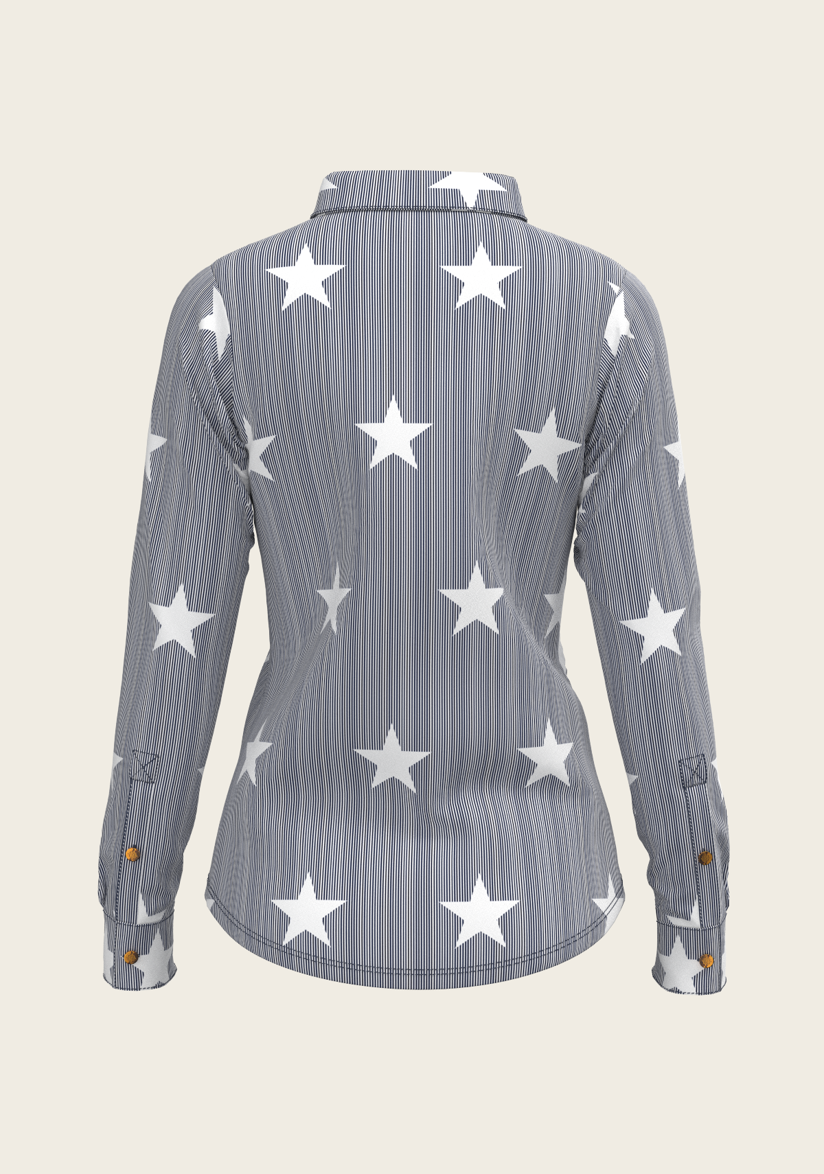 Stars on Blue Stripes Ladies Button Shirt