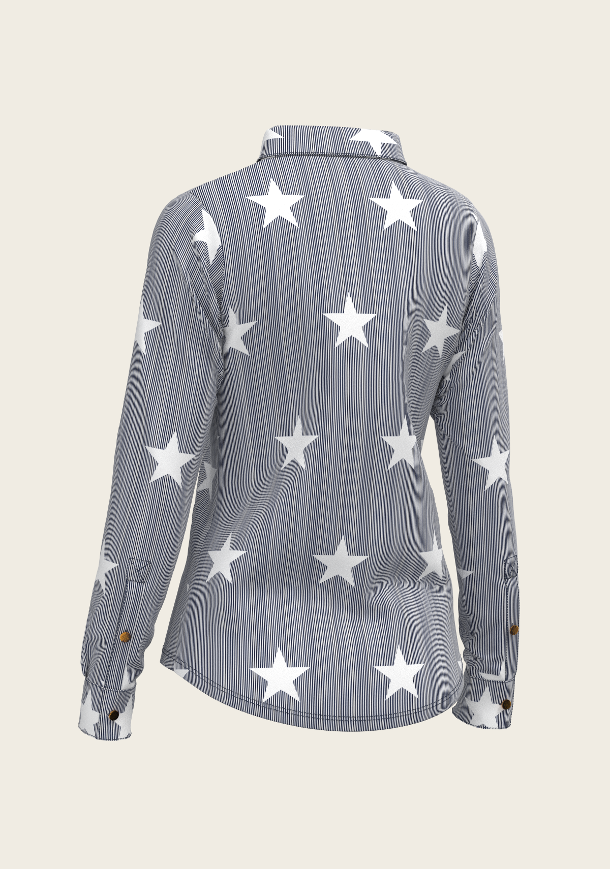 Stars on Blue Stripes Ladies Button Shirt