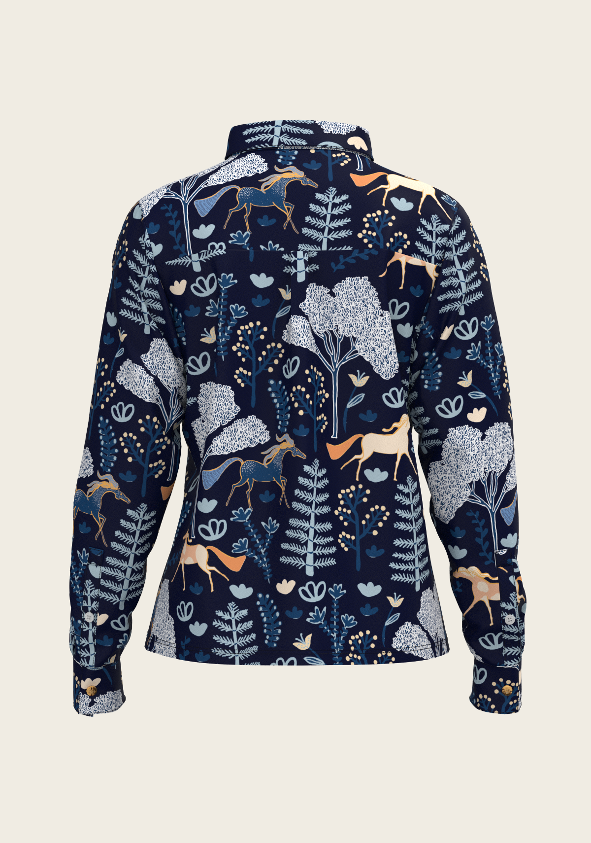 Forest on Navy Loose Fitting Button Shirt