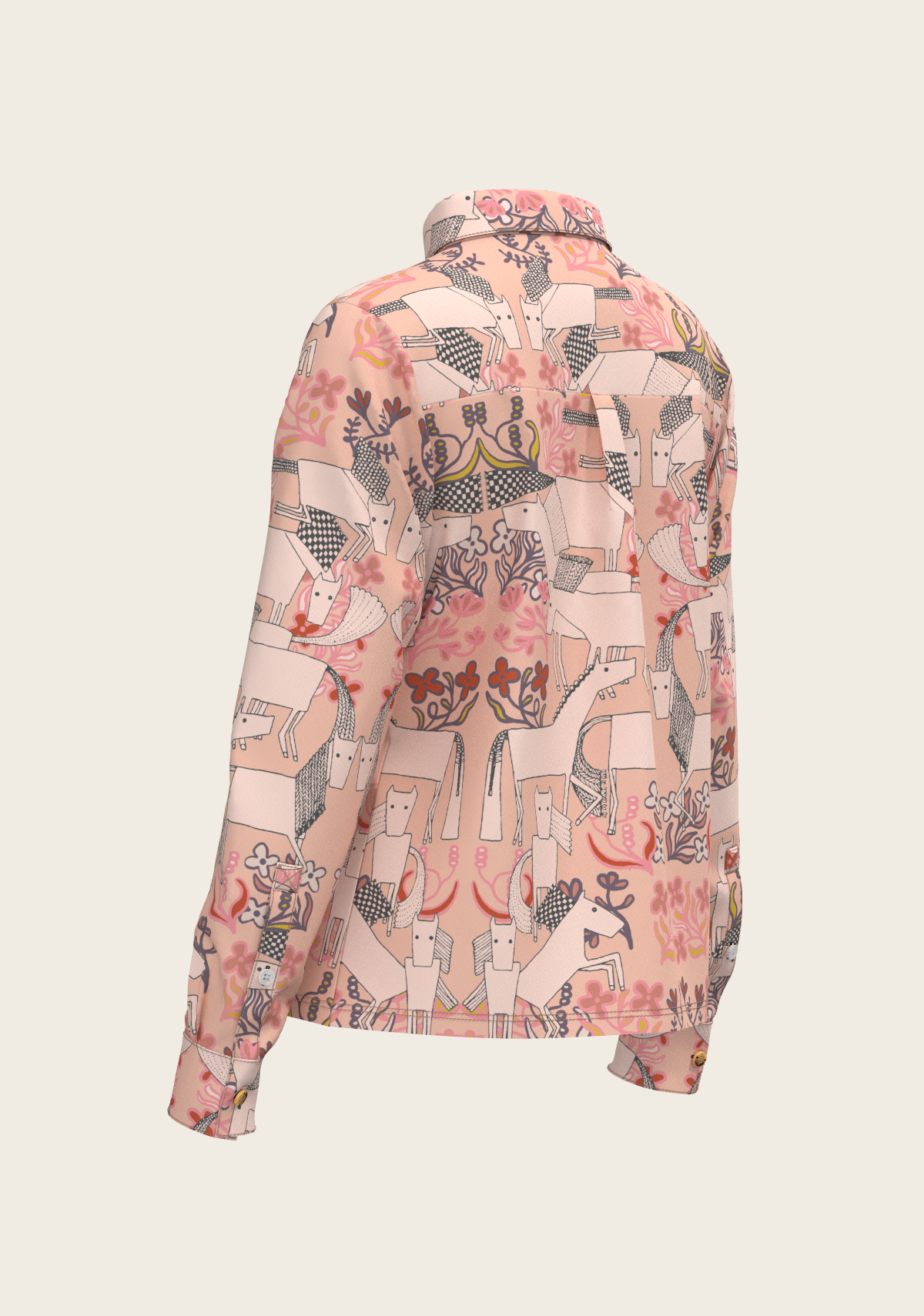 Maize on Peach Loose Fitting Button Shirt