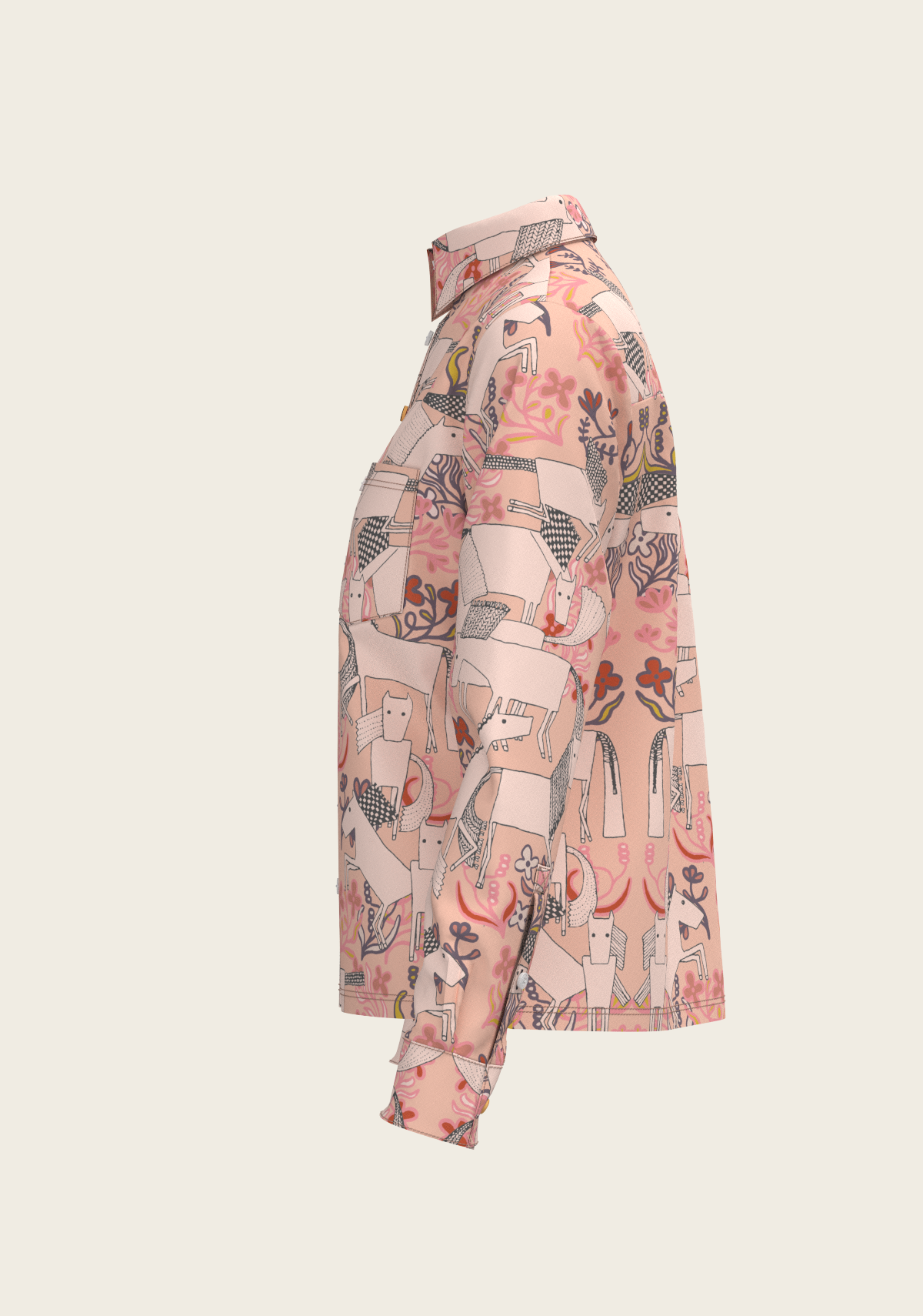 Maize on Peach Loose Fitting Button Shirt