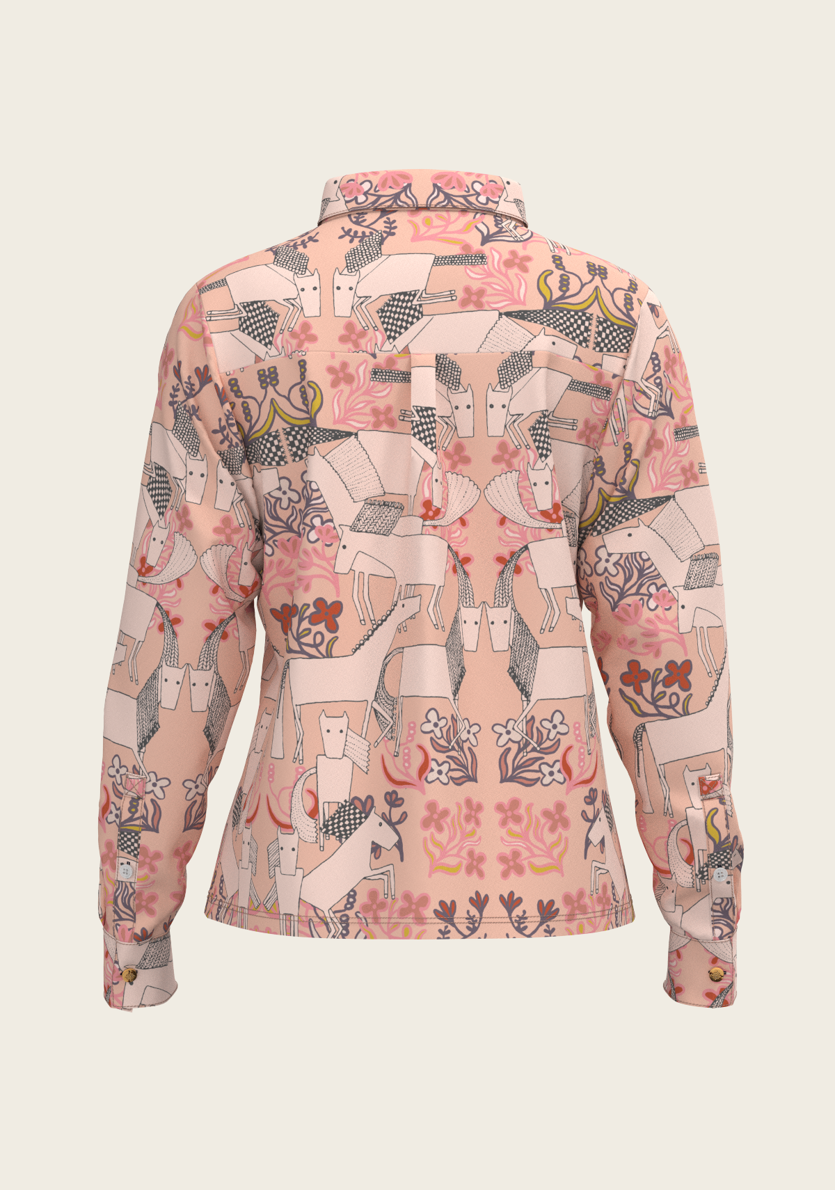 Maize on Peach Loose Fitting Button Shirt