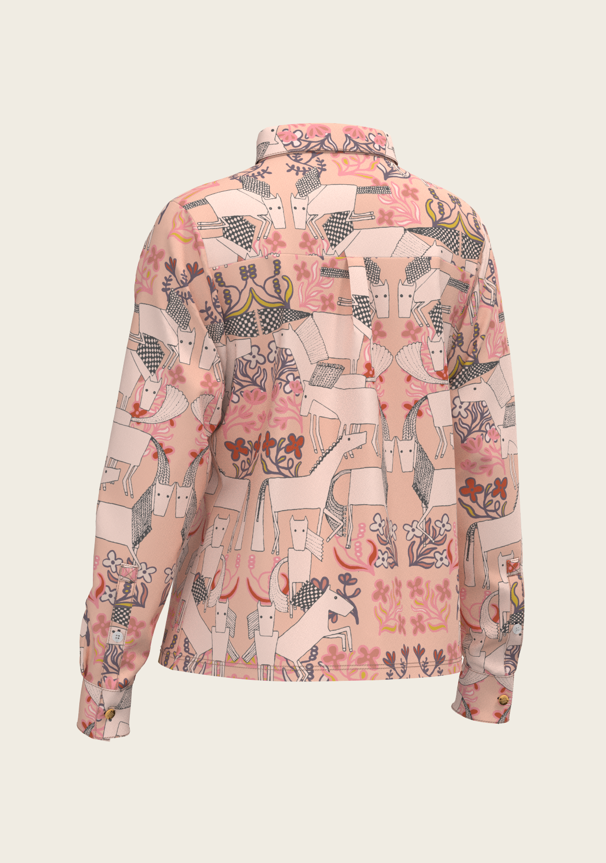 Maize on Peach Loose Fitting Button Shirt