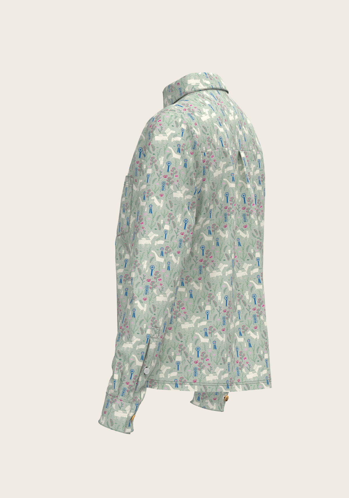 Rosettes on Lime Loose Fitting Button Shirt