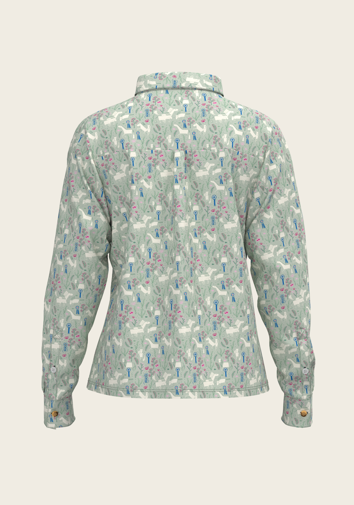 Rosettes on Lime Loose Fitting Button Shirt