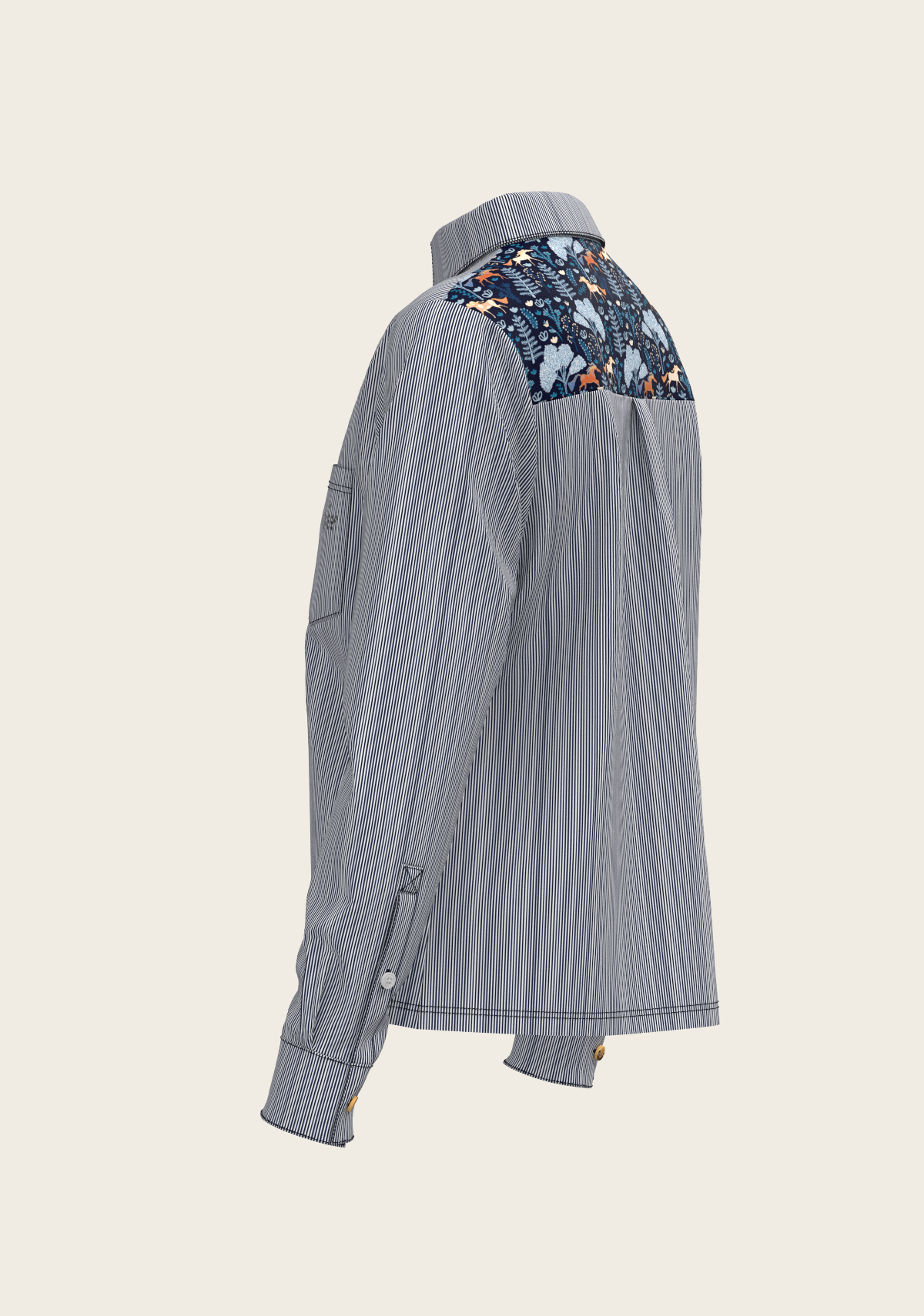 Stripes on Navy Loose Fitting Button Shirt
