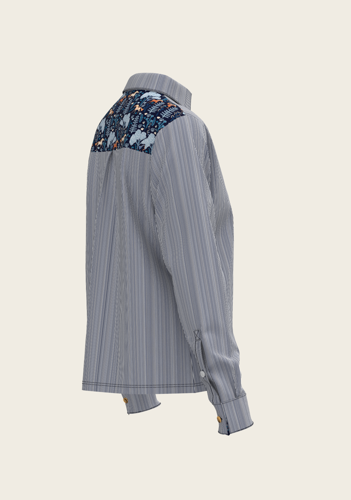 Stripes on Navy Loose Fitting Button Shirt