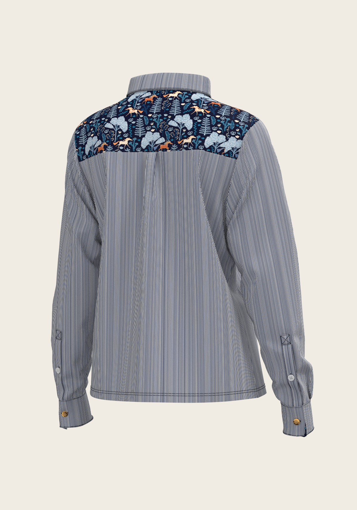 Stripes on Navy Loose Fitting Button Shirt