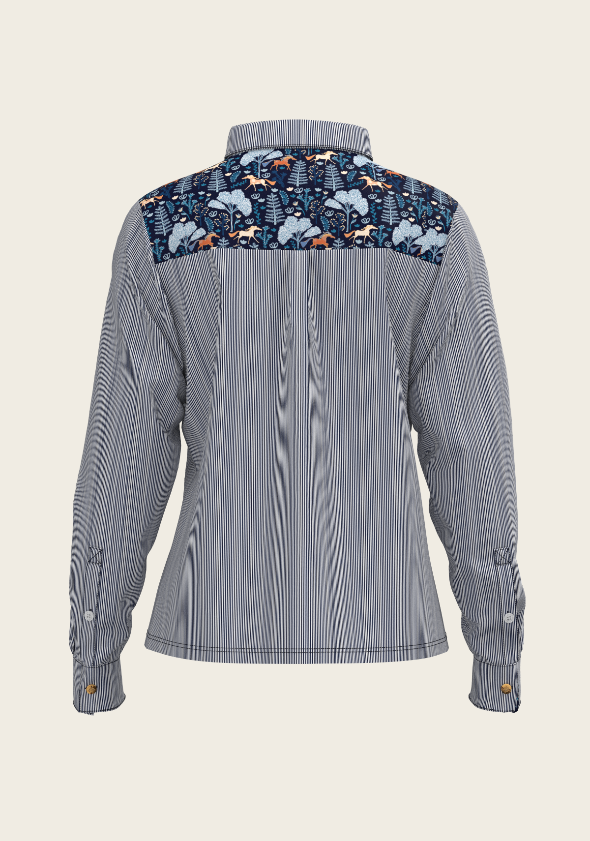 Stripes on Navy Loose Fitting Button Shirt