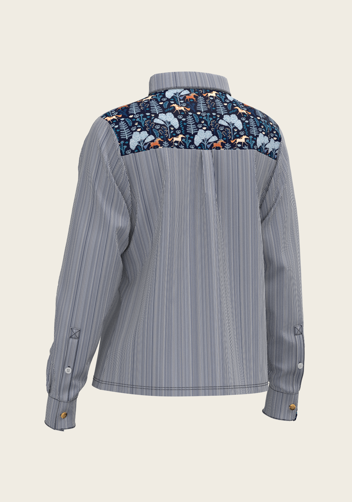 Stripes on Navy Loose Fitting Button Shirt
