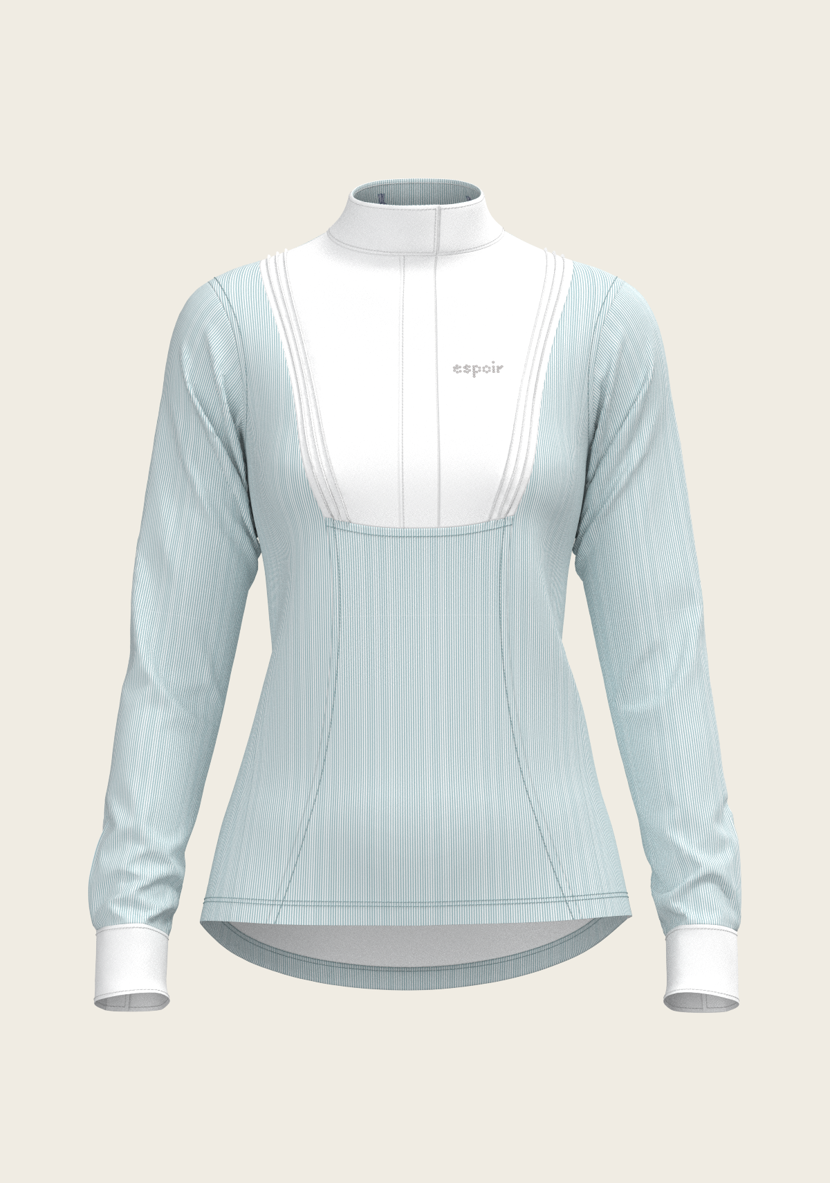 Stripes in Sky Blue Short Pleated Long Sleeve Show Shirt