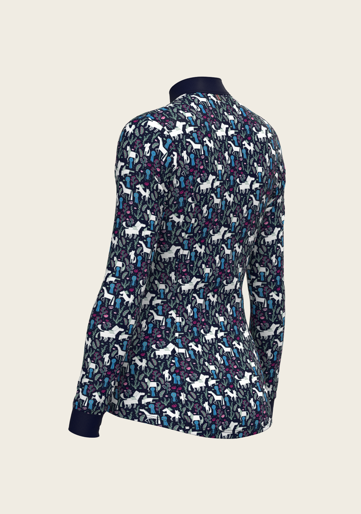 Rosettes on Navy Quarter Zip Sun Shirt