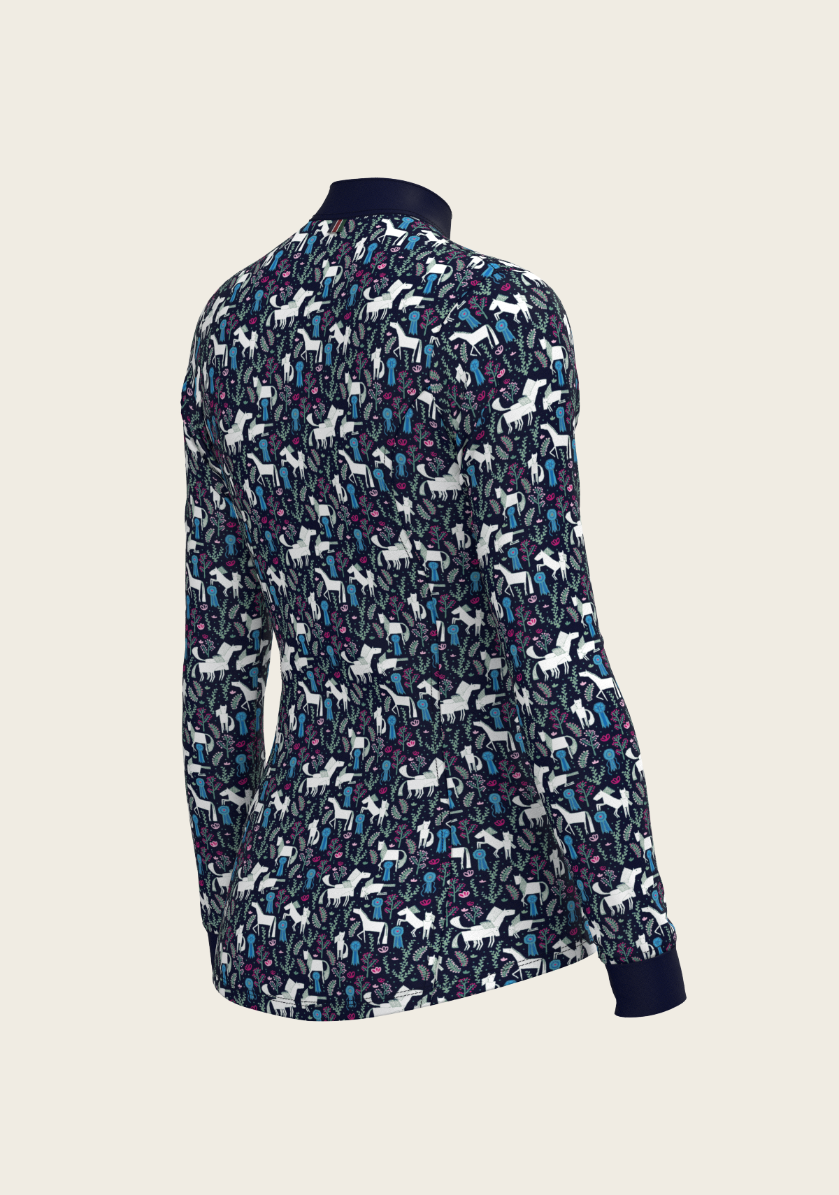 Rosettes on Navy Quarter Zip Sun Shirt
