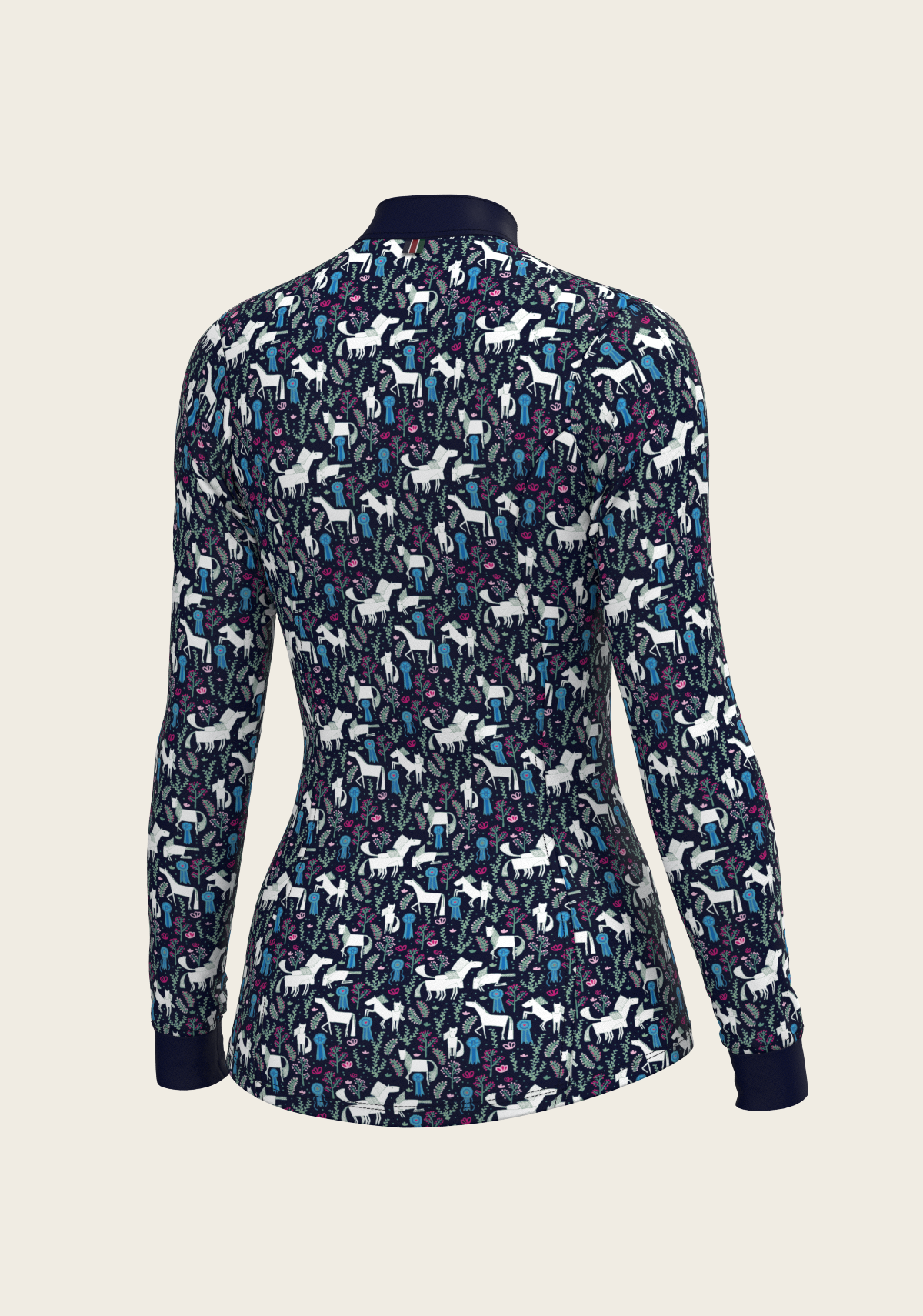 Rosettes on Navy Quarter Zip Sun Shirt