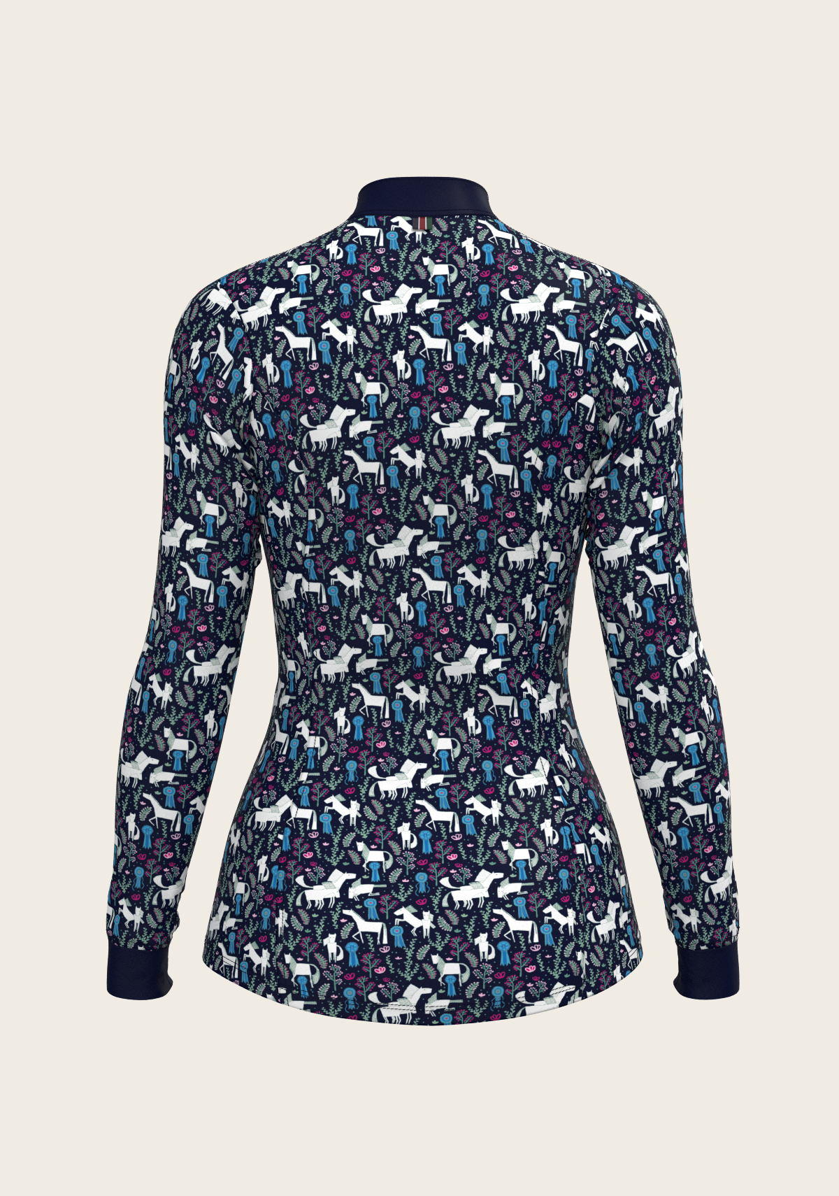 Rosettes on Navy Quarter Zip Sun Shirt