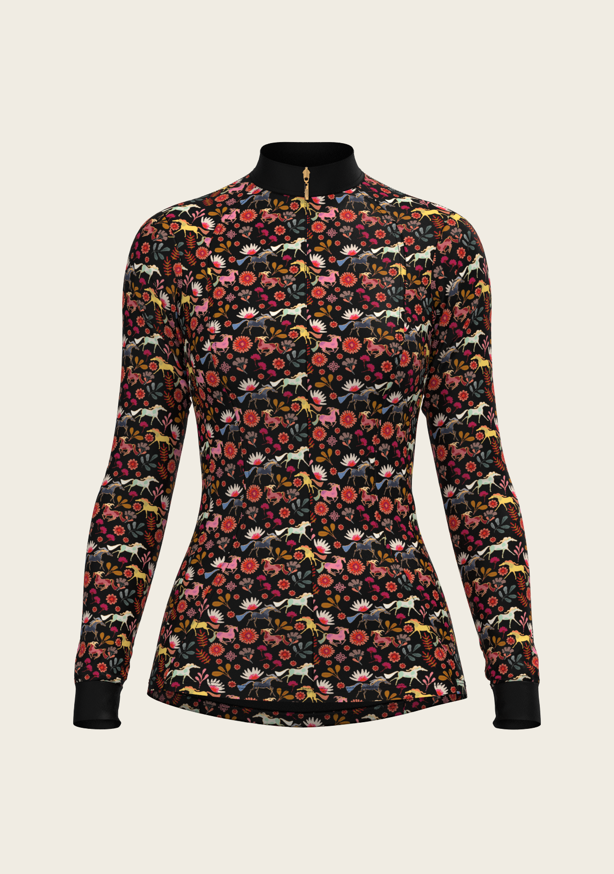 Bouquet on Black Quarter Zip Sun Shirt