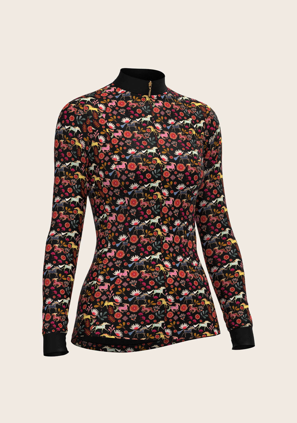 Bouquet on Black Quarter Zip Sun Shirt