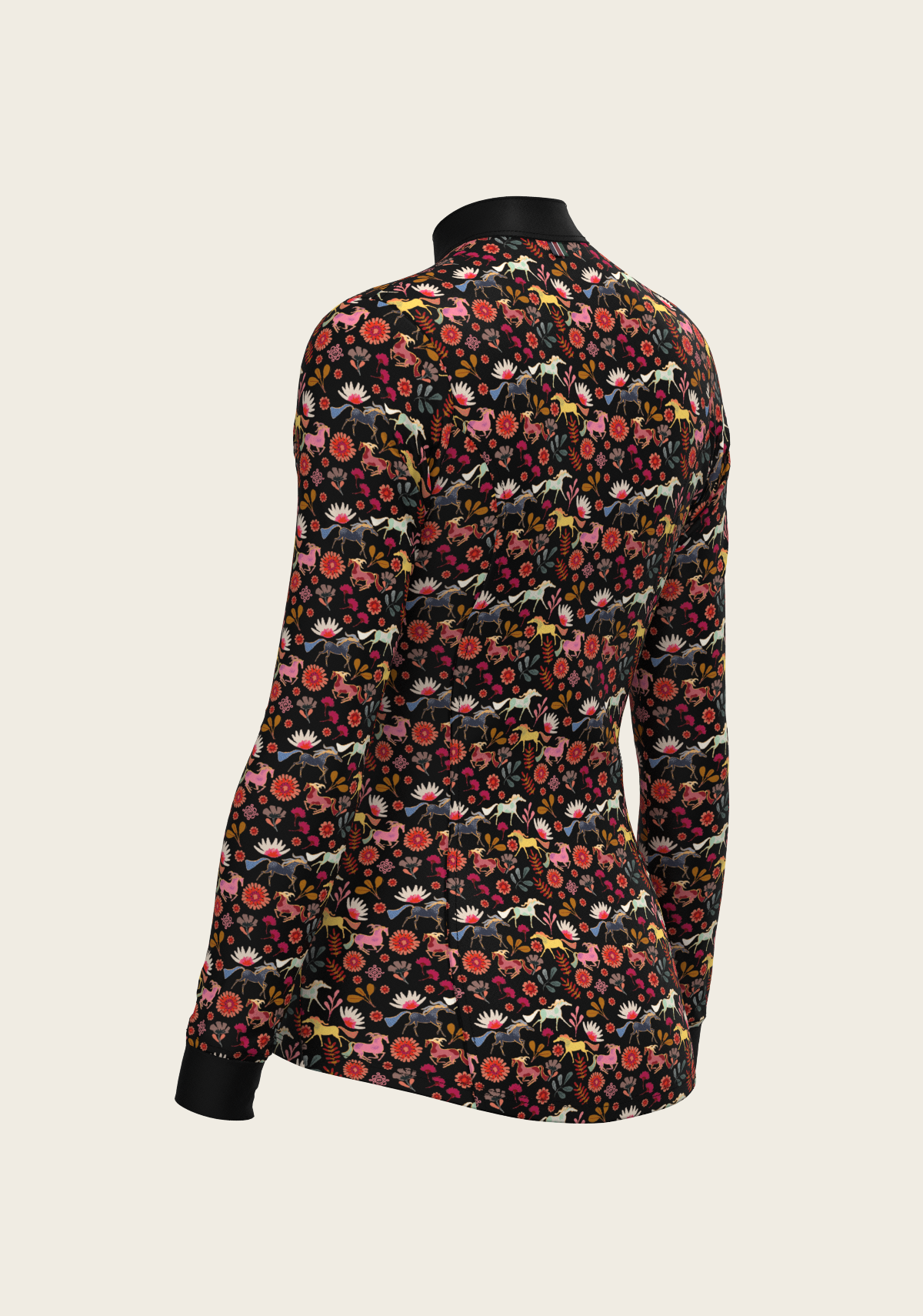 Bouquet on Black Quarter Zip Sun Shirt