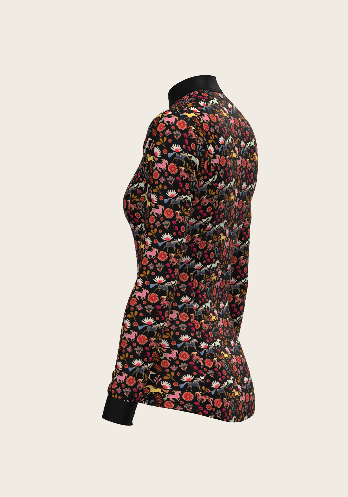 Bouquet on Black Quarter Zip Sun Shirt