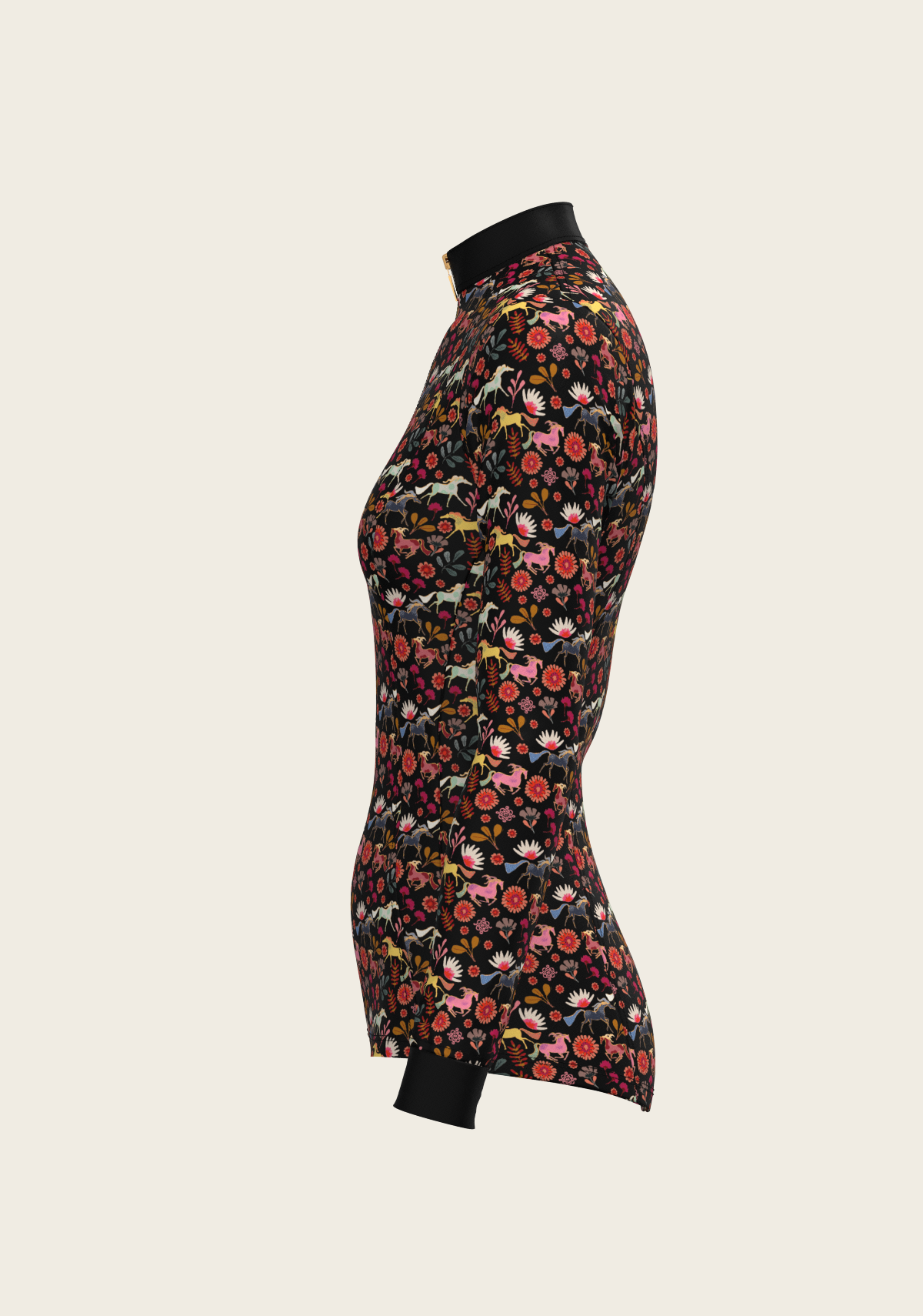 Bouquet on Black Quarter Zip Sun Shirt