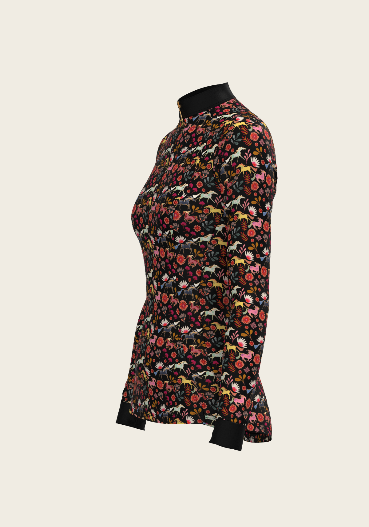 Bouquet on Black Quarter Zip Sun Shirt