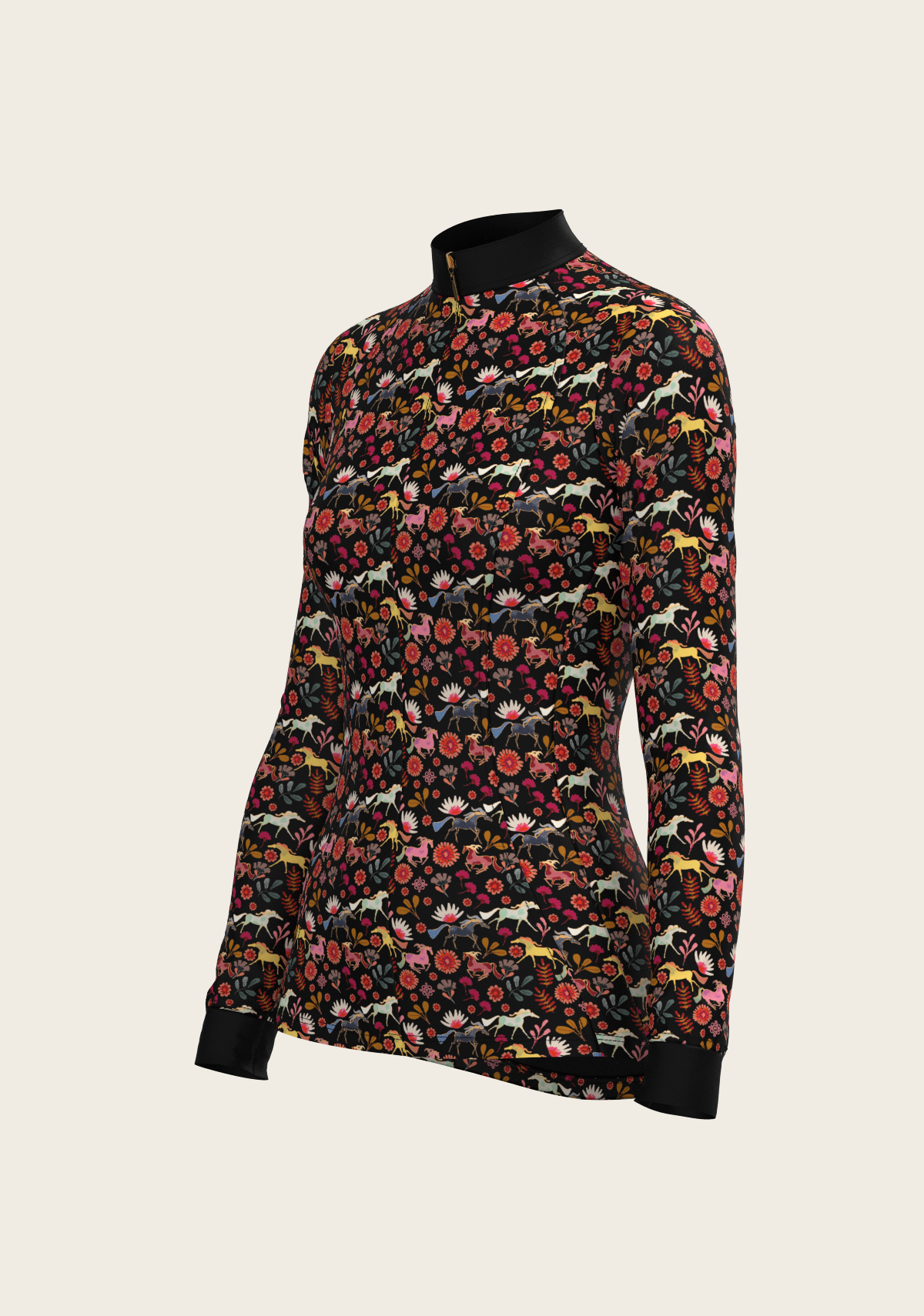 Bouquet on Black Quarter Zip Sun Shirt