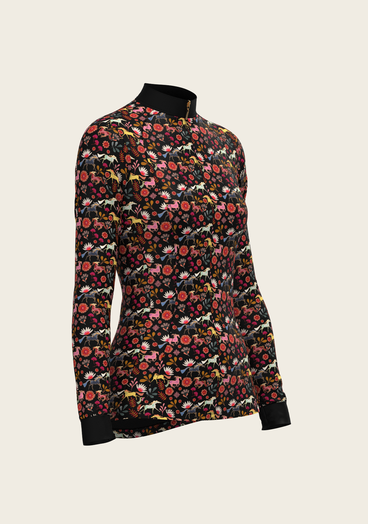 Bouquet on Black Quarter Zip Sun Shirt